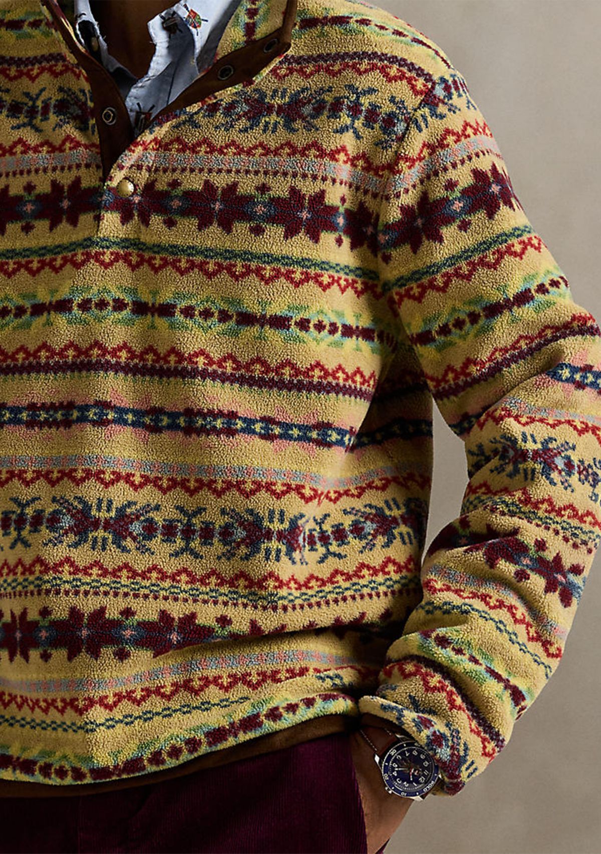 Fair Isle–Inspired Fleece Pullover