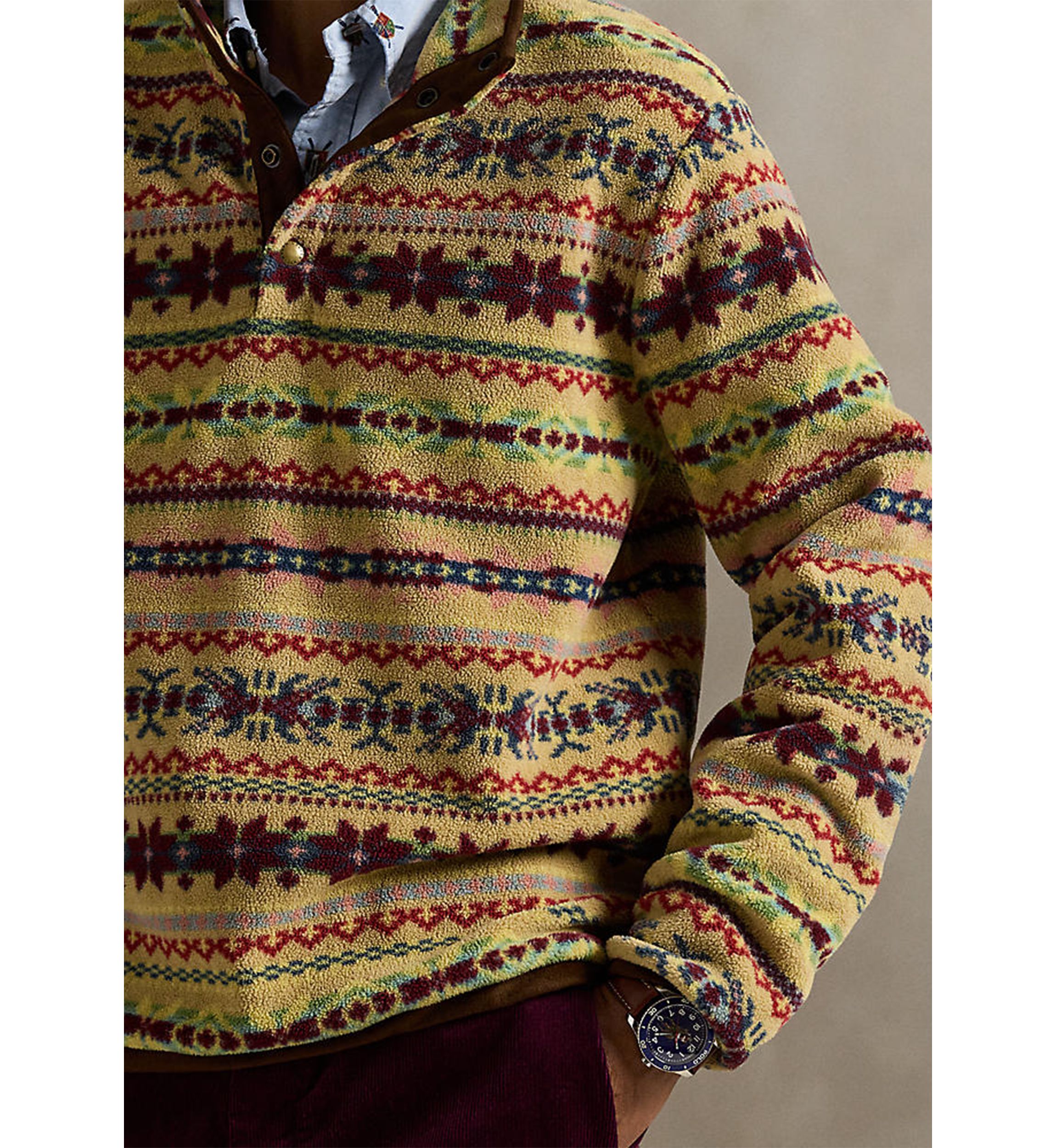 Fair Isle–Inspired Fleece Pullover