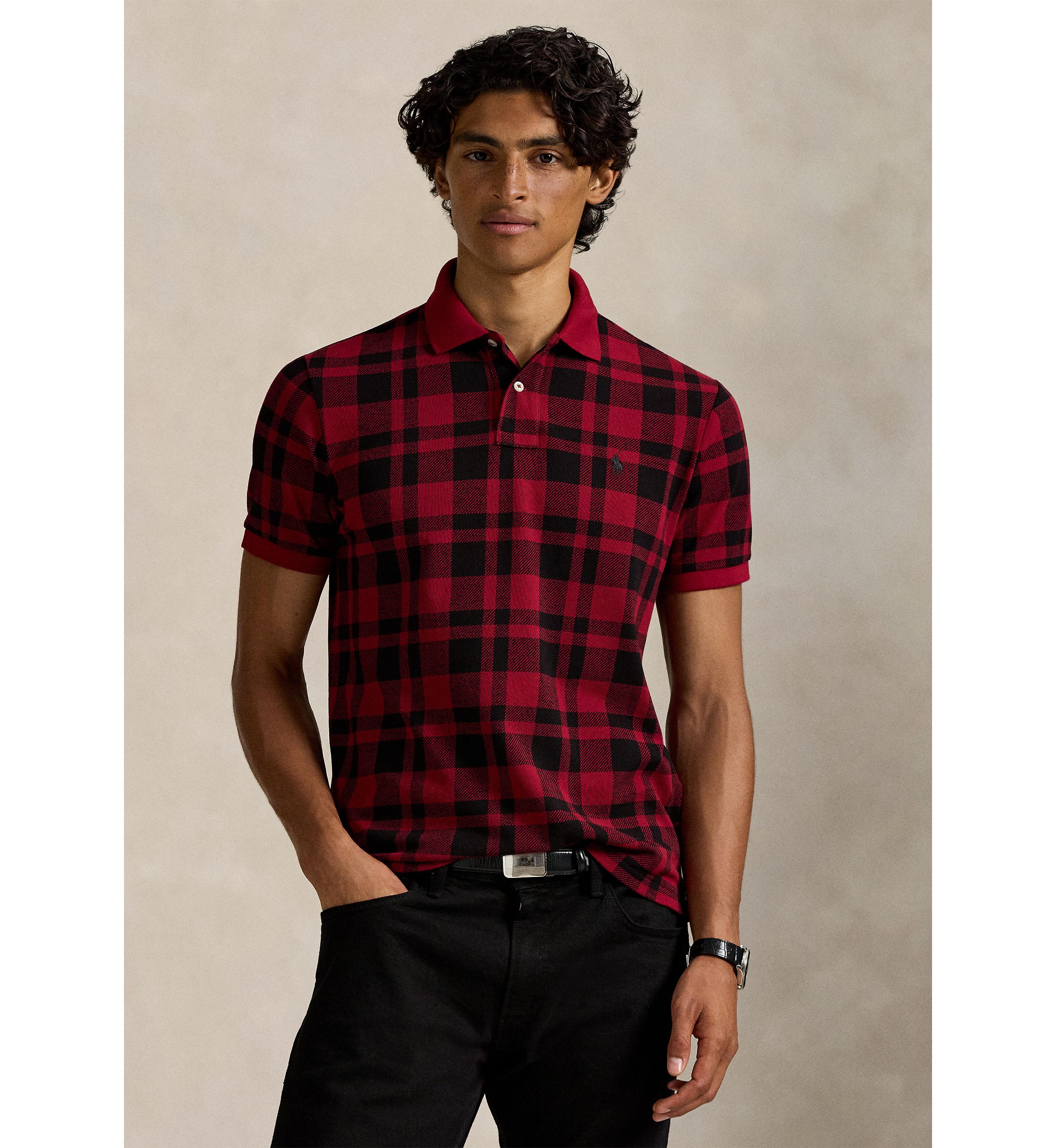 Polo Ralph Lauren Men's Custom Slim Fit Plaid Mesh Polo Shirt | Belk