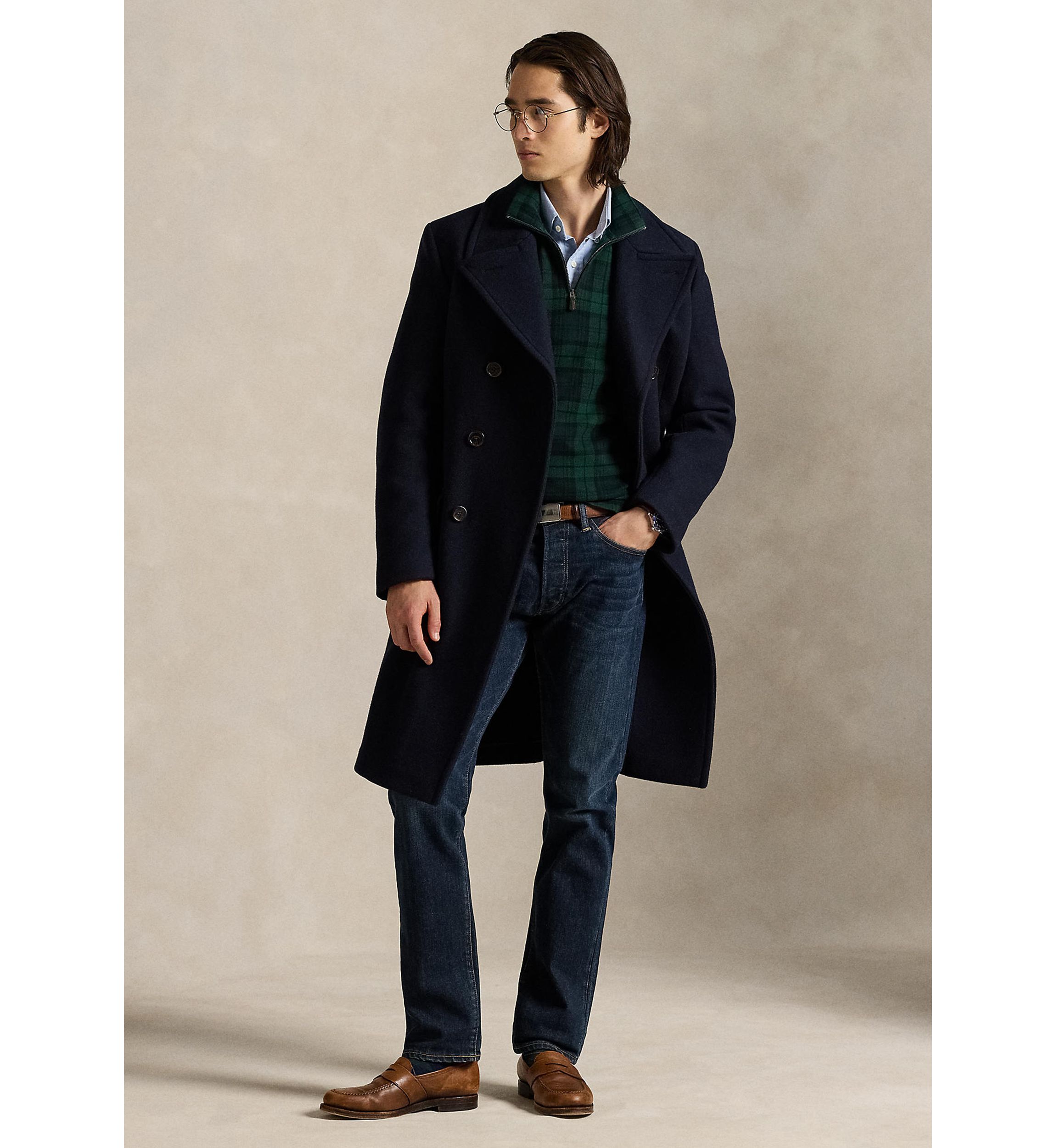Mens Plaid Estate-Rib 1/4 Zip Pullover