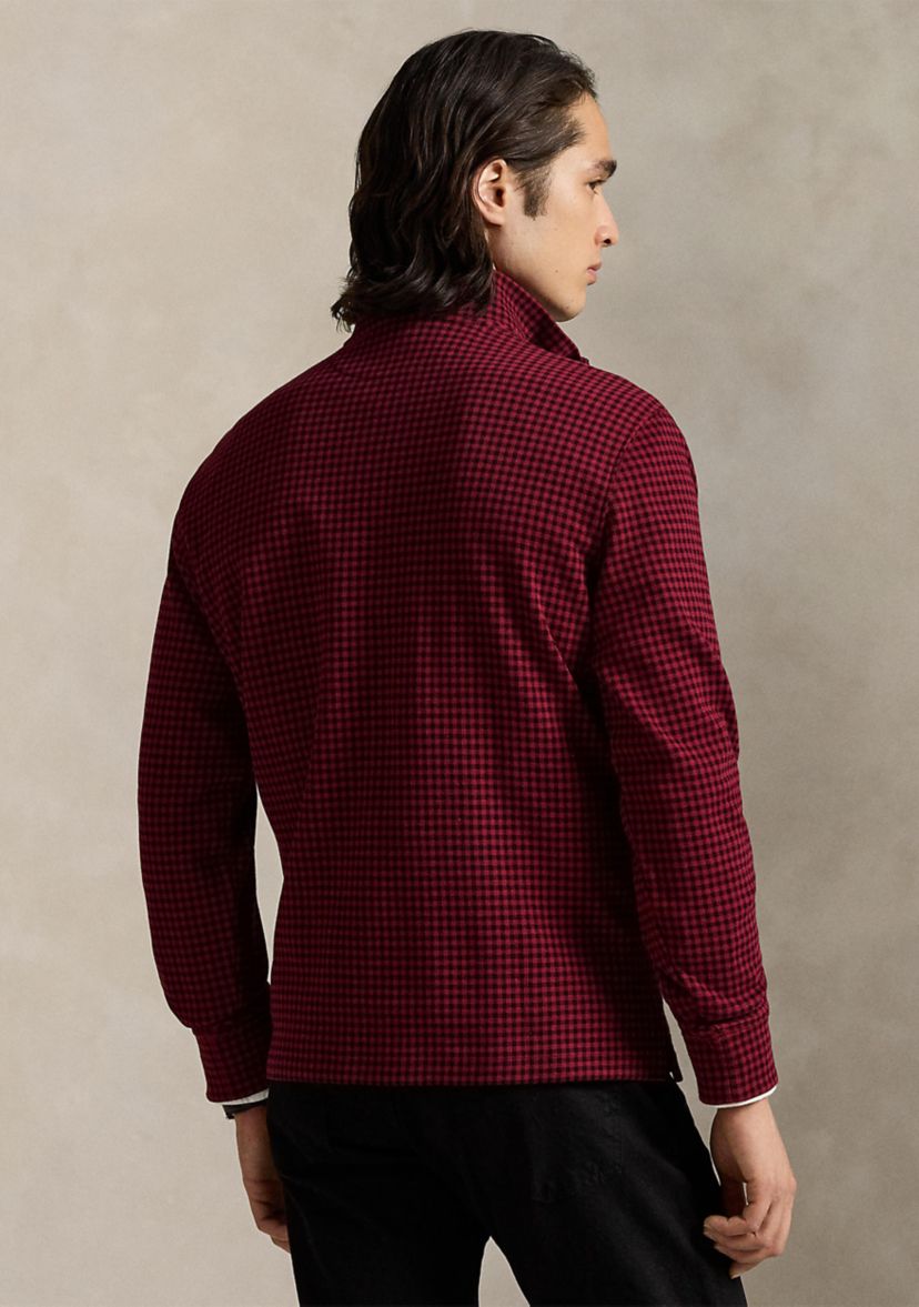 Mens Checked Estate-Rib Quarter-Zip Pullover