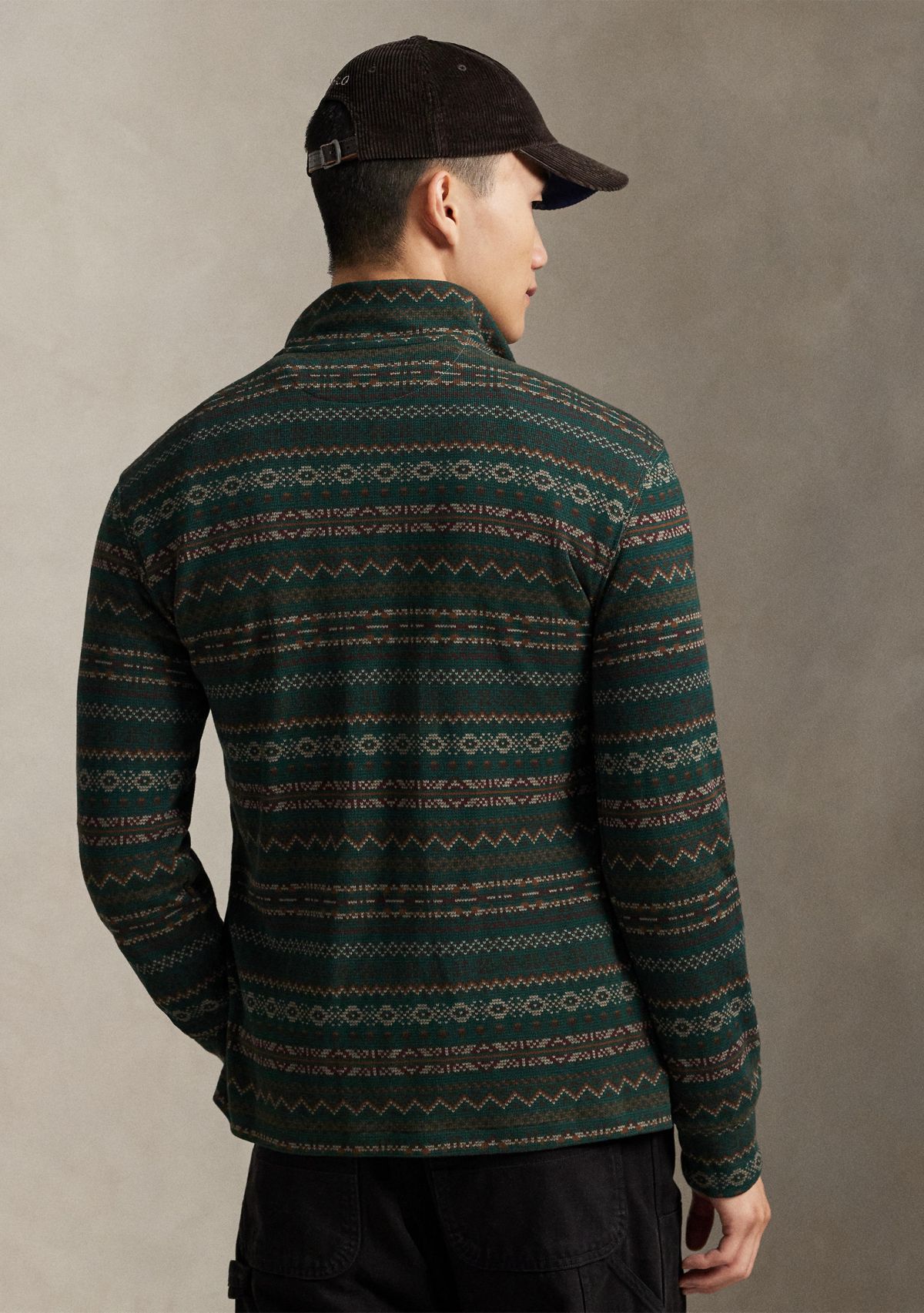 Mens Fair Isle-Inspired Estate-Rib Pullover