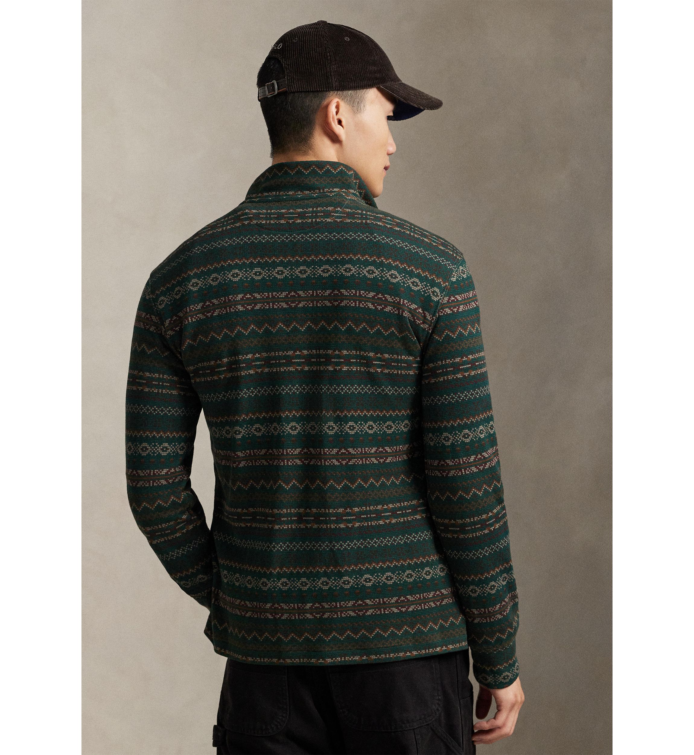 Mens Fair Isle-Inspired Estate-Rib Pullover