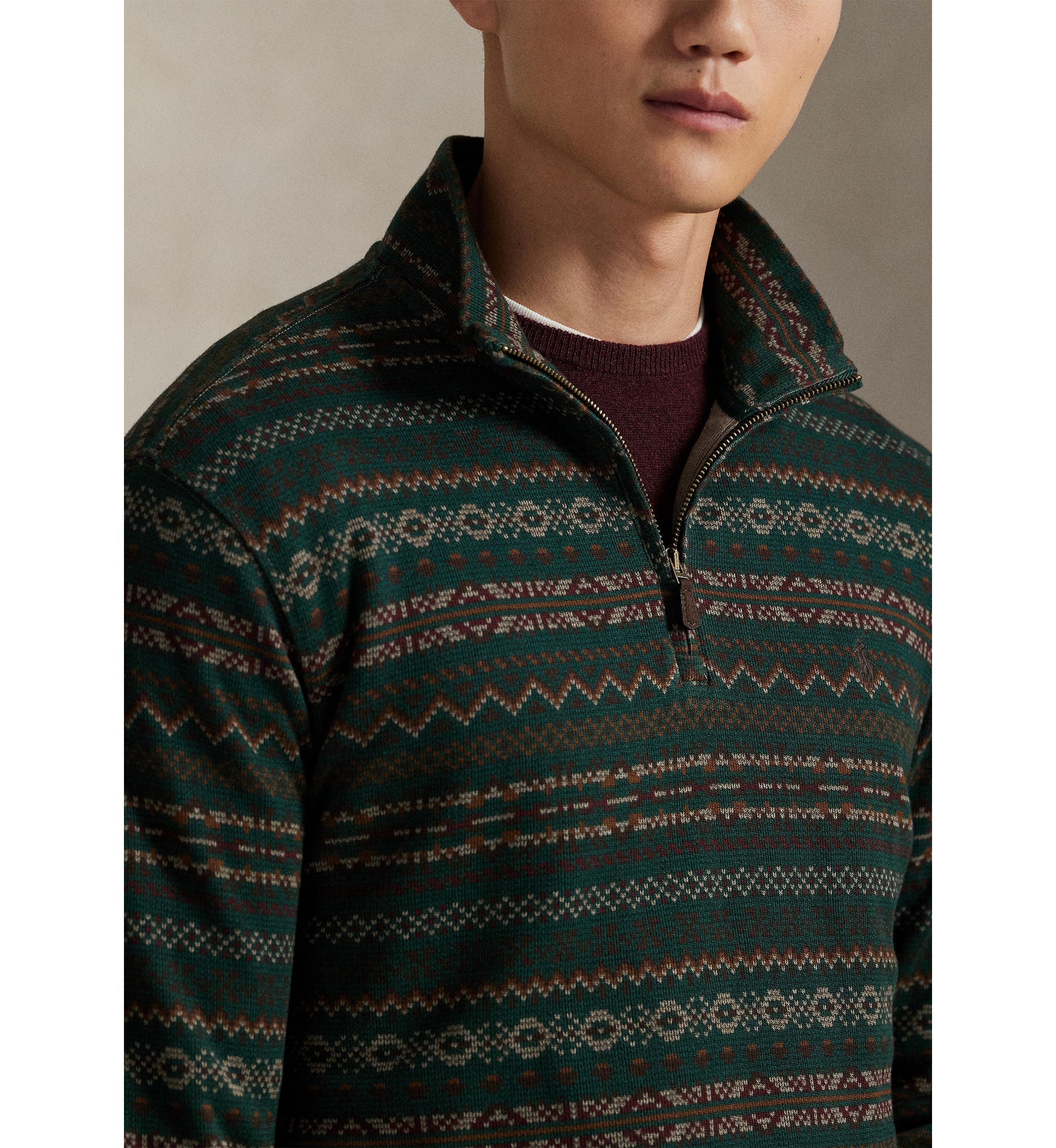 Mens Fair Isle-Inspired Estate-Rib Pullover