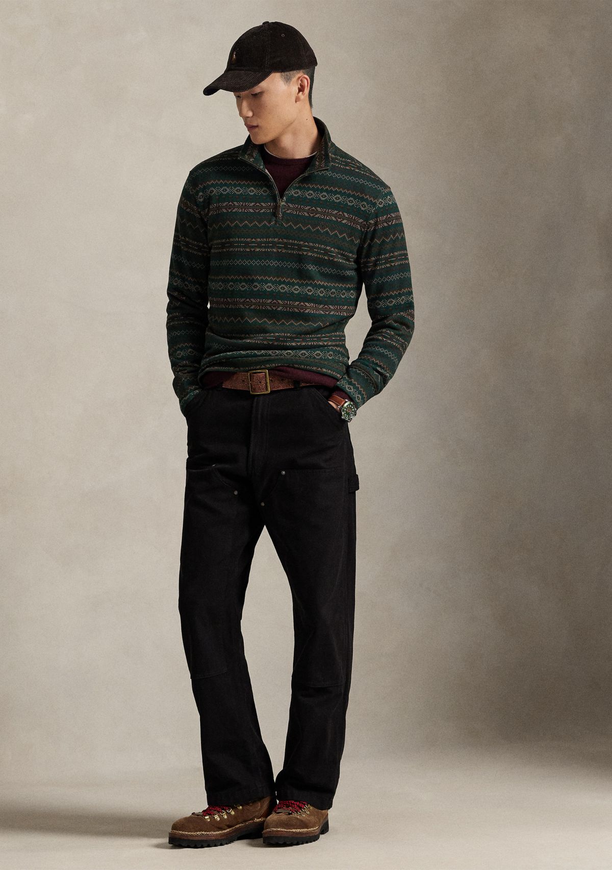 Mens Fair Isle-Inspired Estate-Rib Pullover