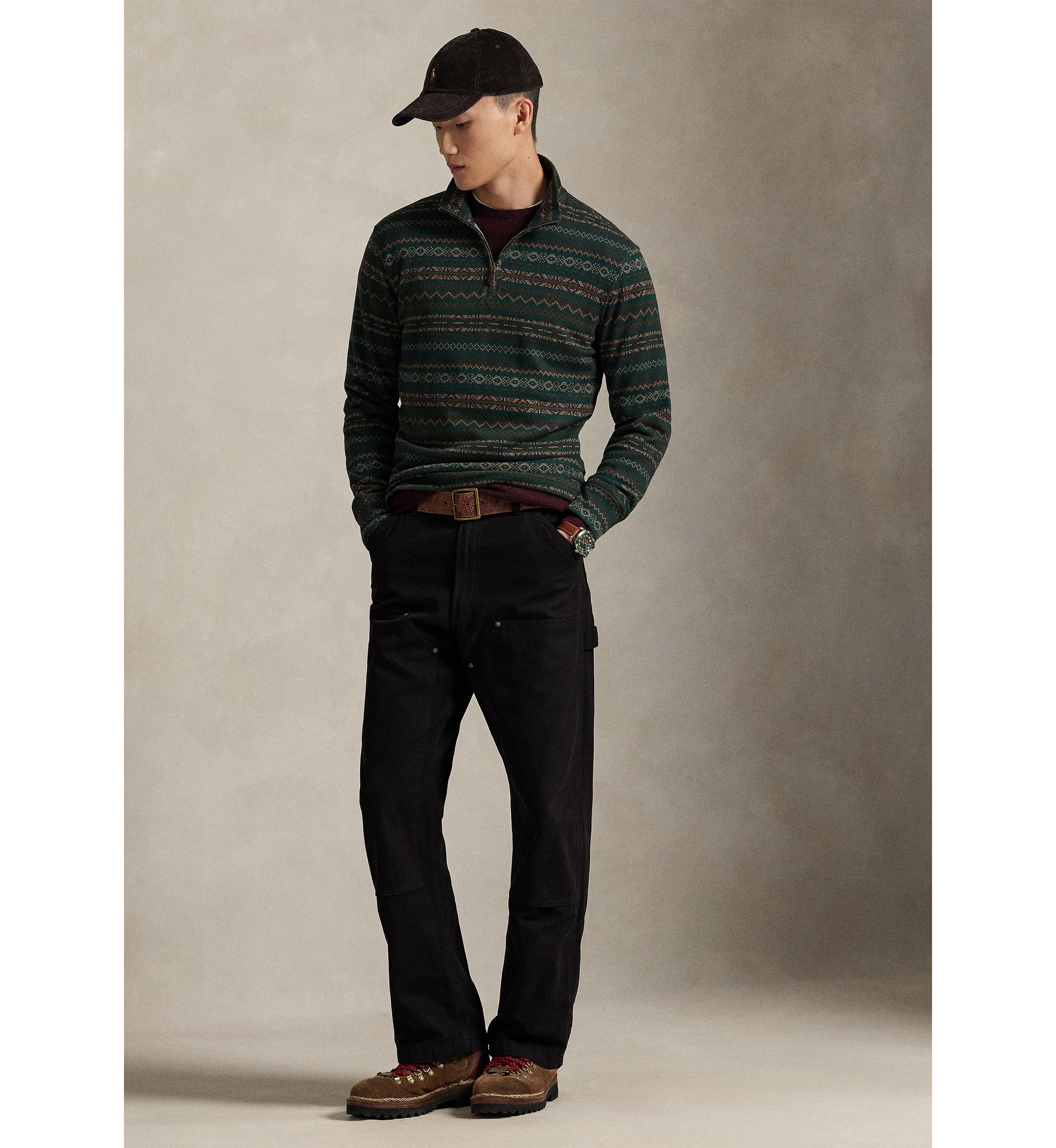 Mens Fair Isle-Inspired Estate-Rib Pullover