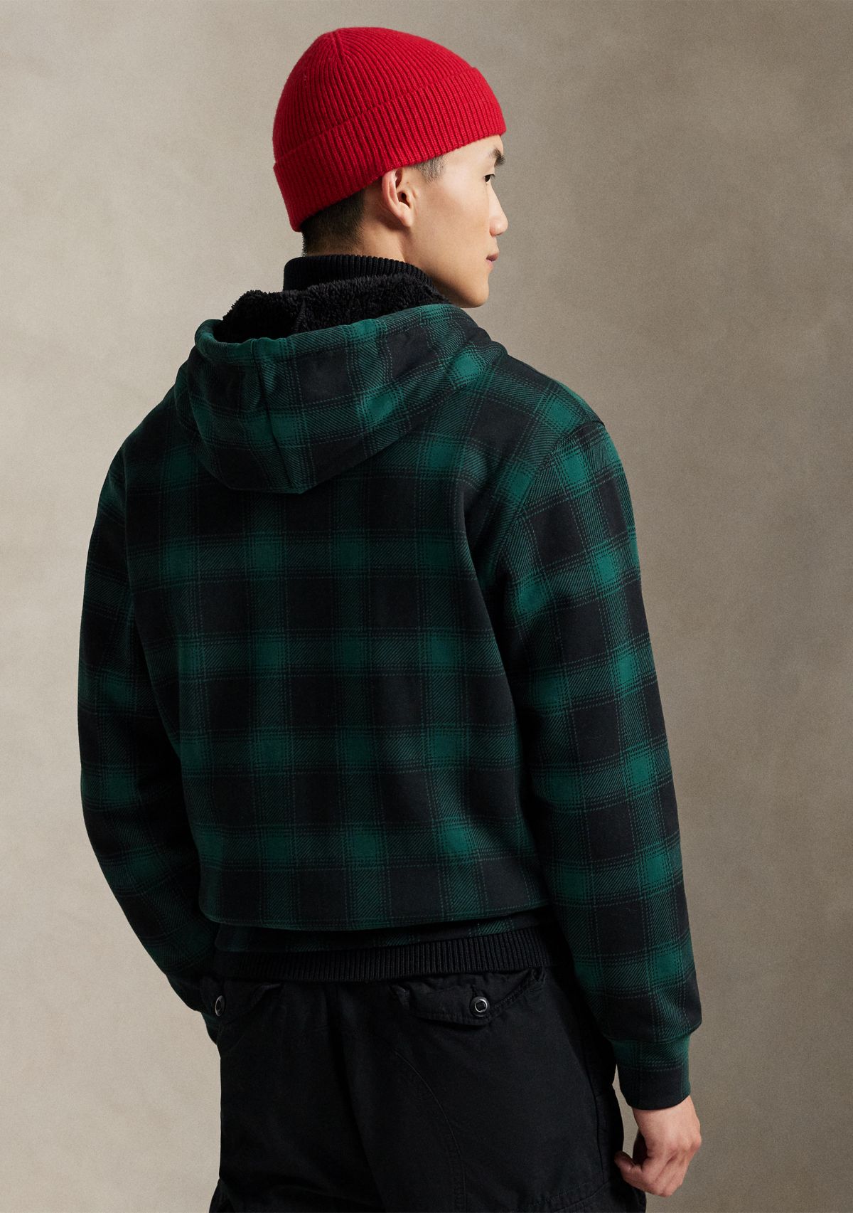 Plaid Fleece Full-Zip Hoodie