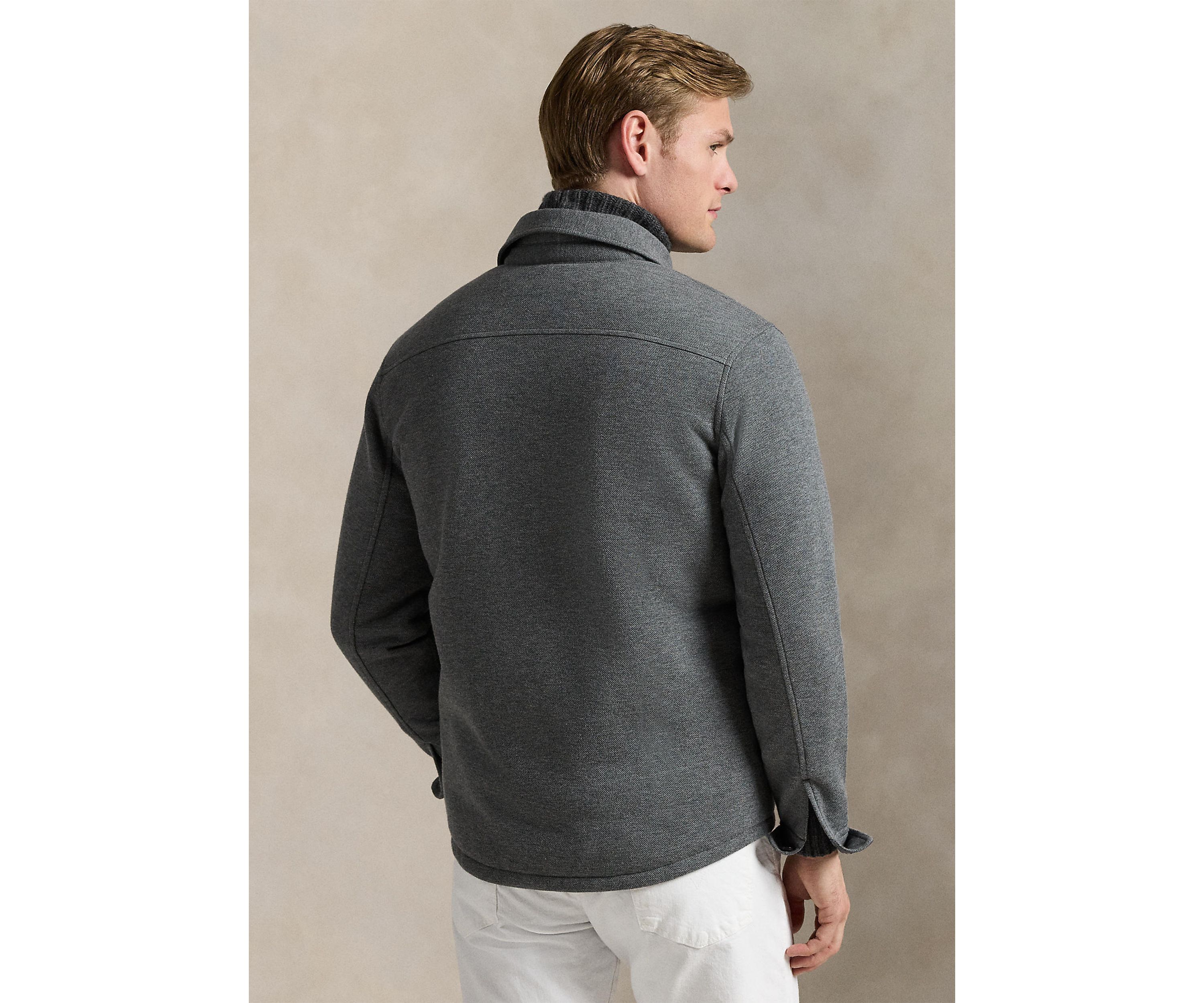 Double-Knit Mesh Shirt Jacket