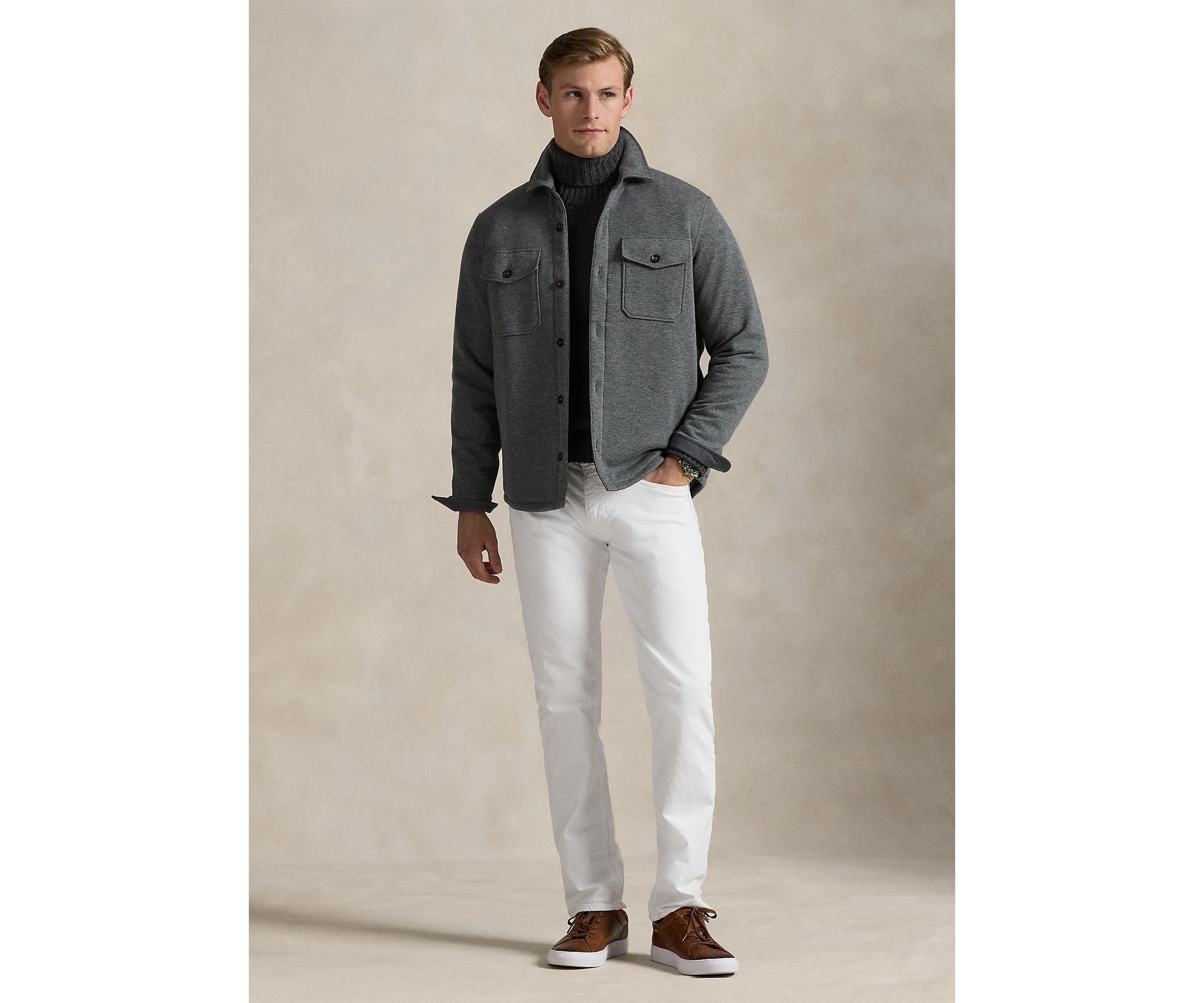 Double-Knit Mesh Shirt Jacket