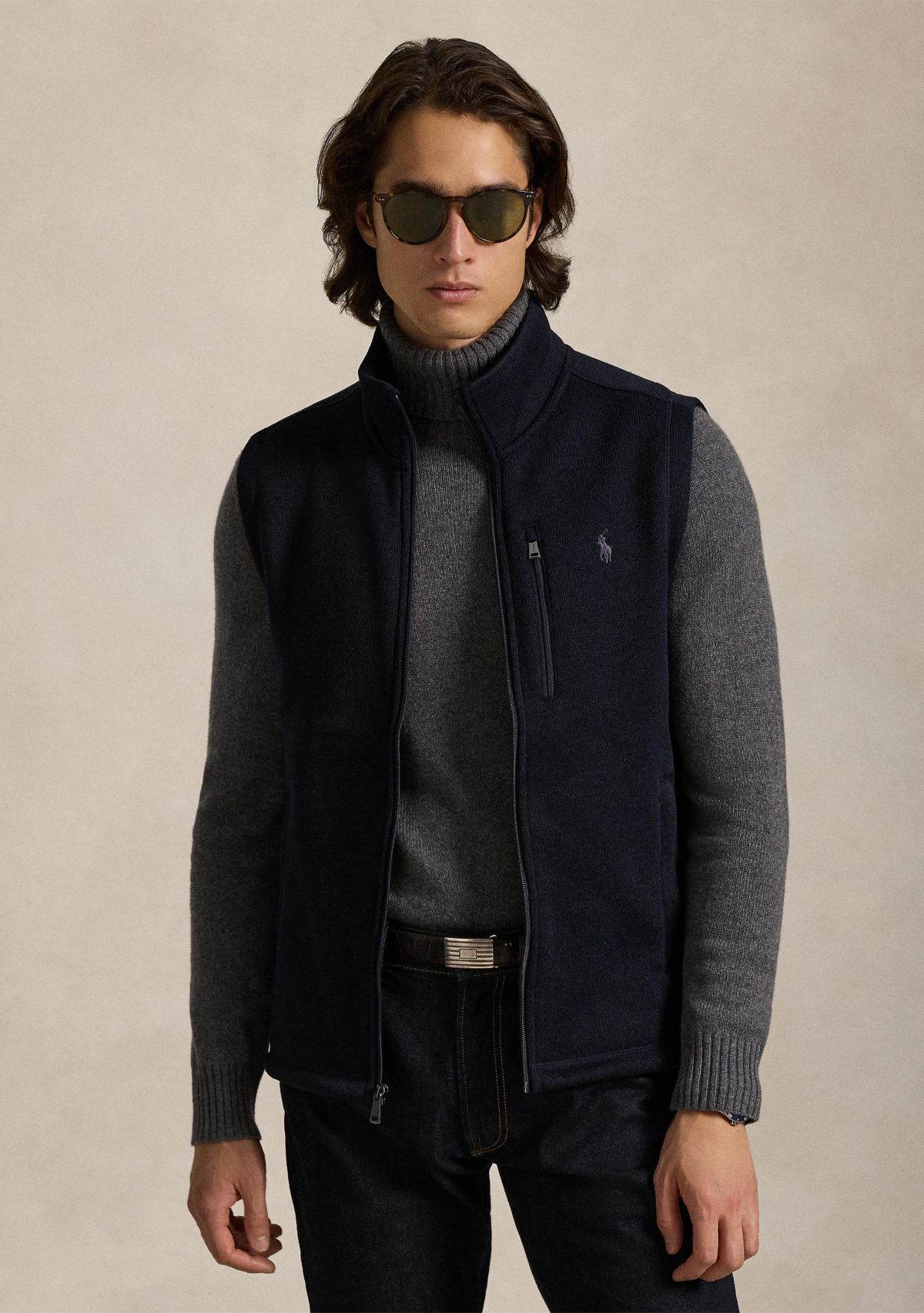 Brushed Fleece Mock Neck Vest