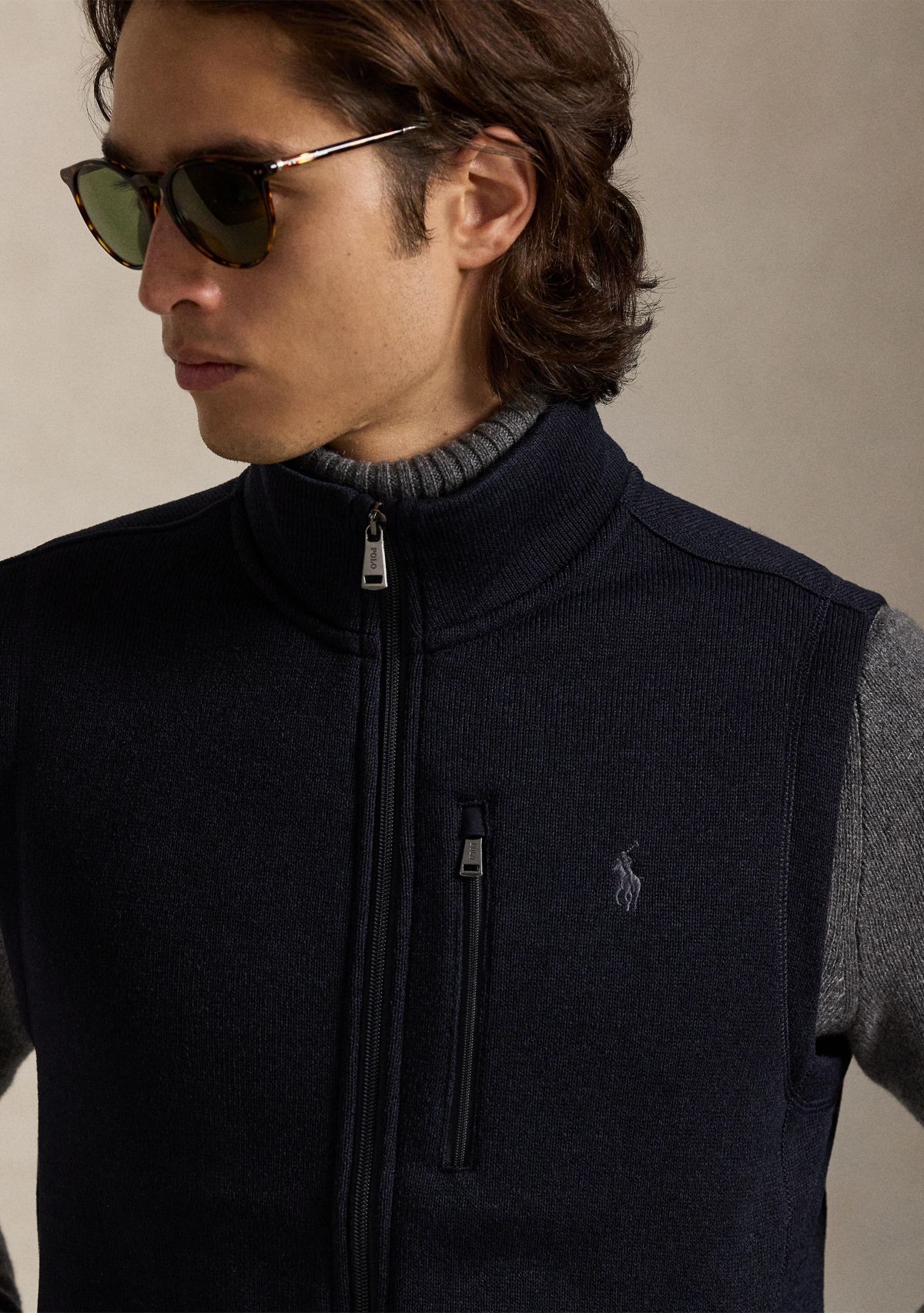 Brushed Fleece Mock Neck Vest