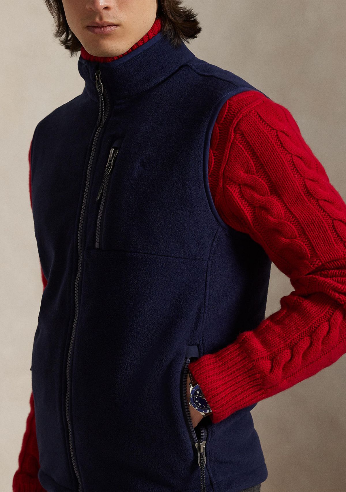 Brushed Fleece Mock neck Vest