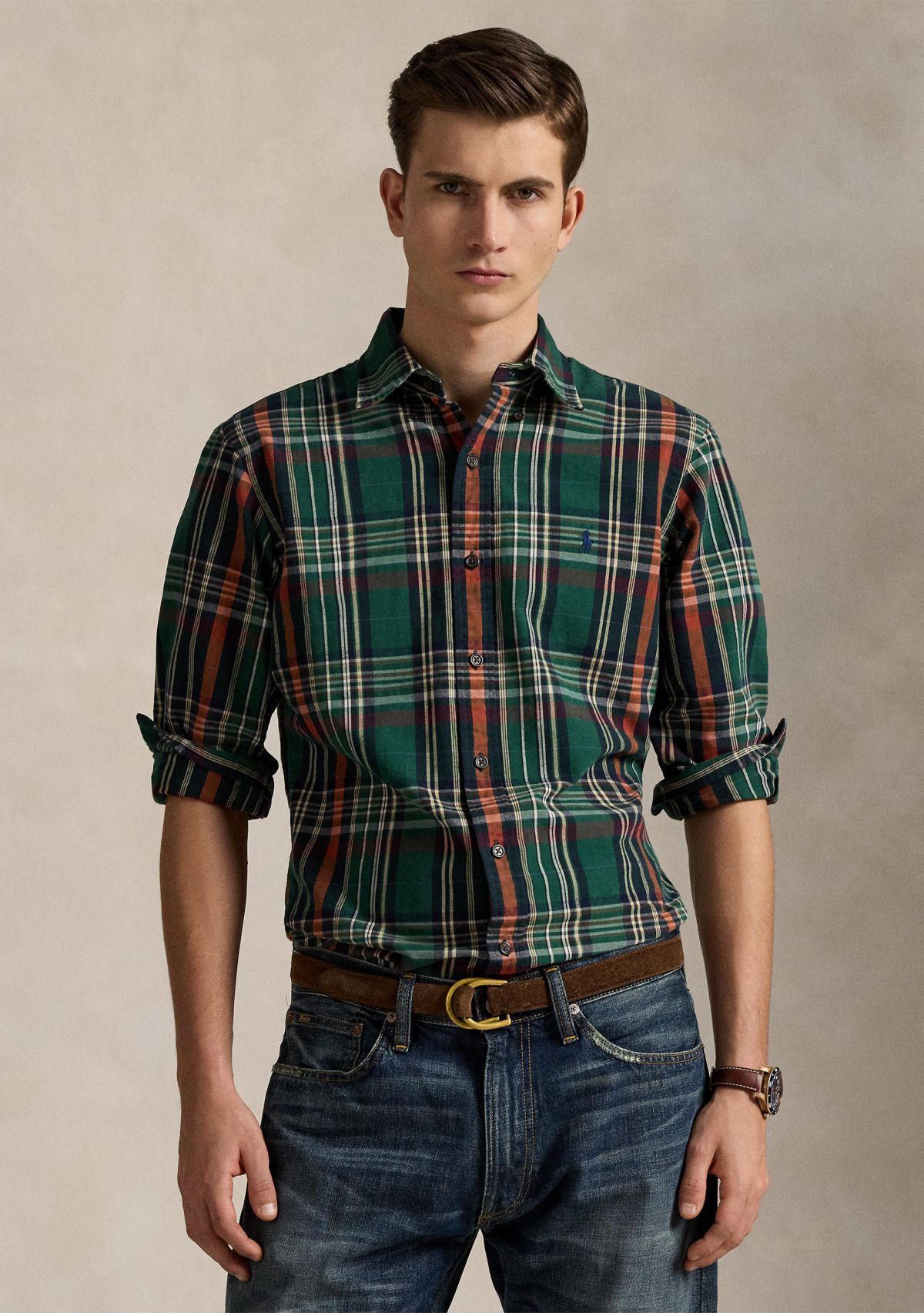 Classic Fit Plaid Oxford Shirt