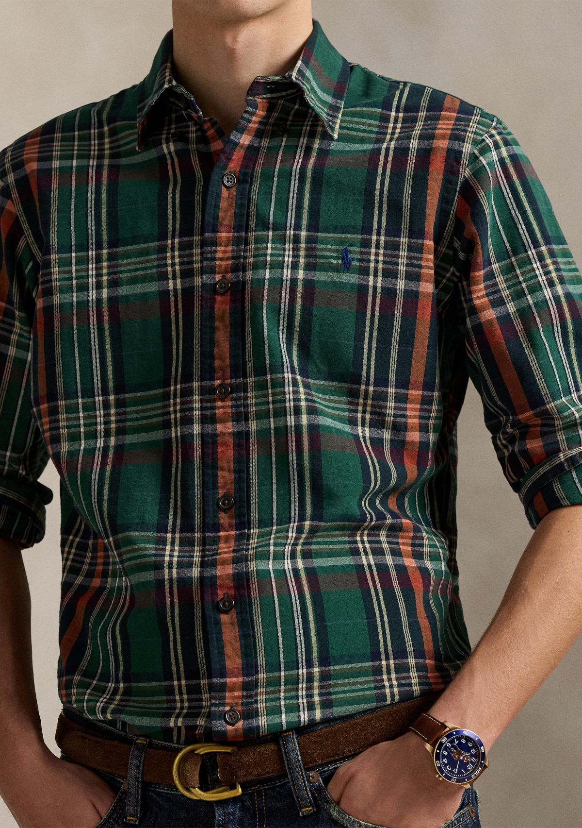 Classic Fit Plaid Oxford Shirt