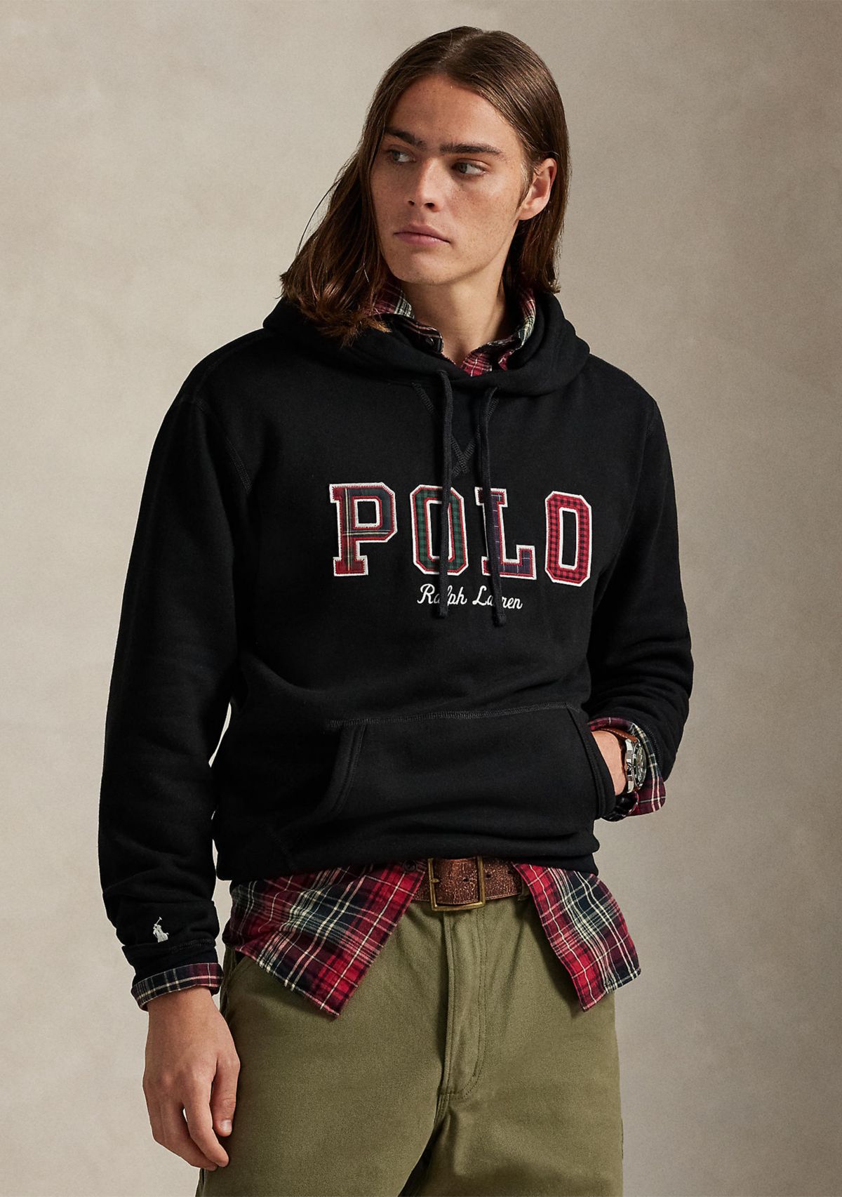 Fleece Plaid-Logo Hoodie