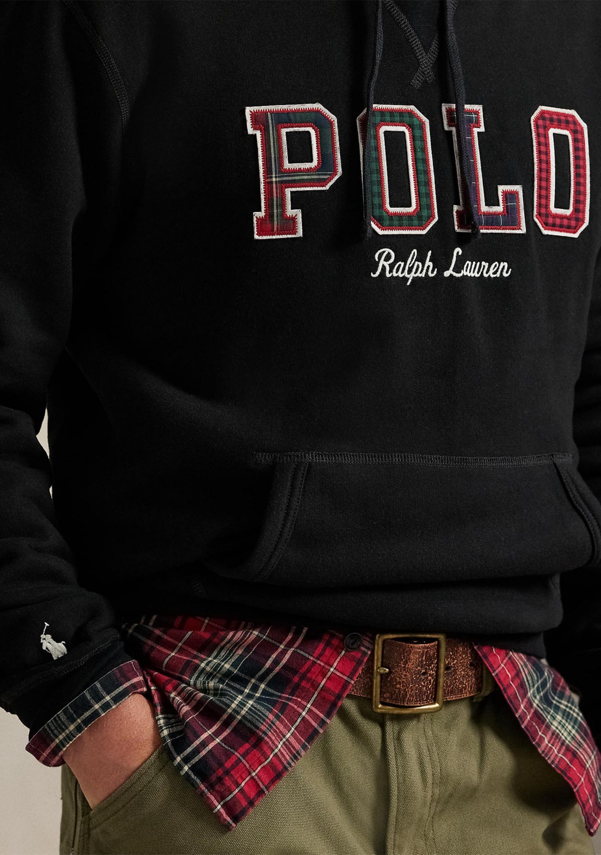 Fleece Plaid-Logo Hoodie