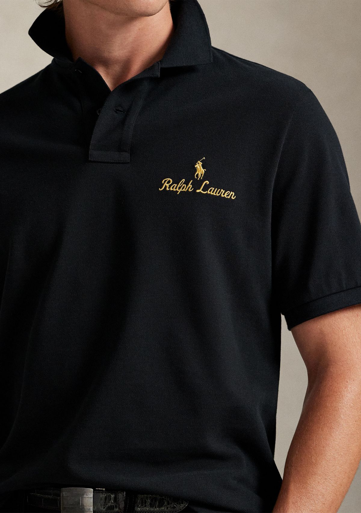 Classic Fit Logo Mesh Polo Shirt