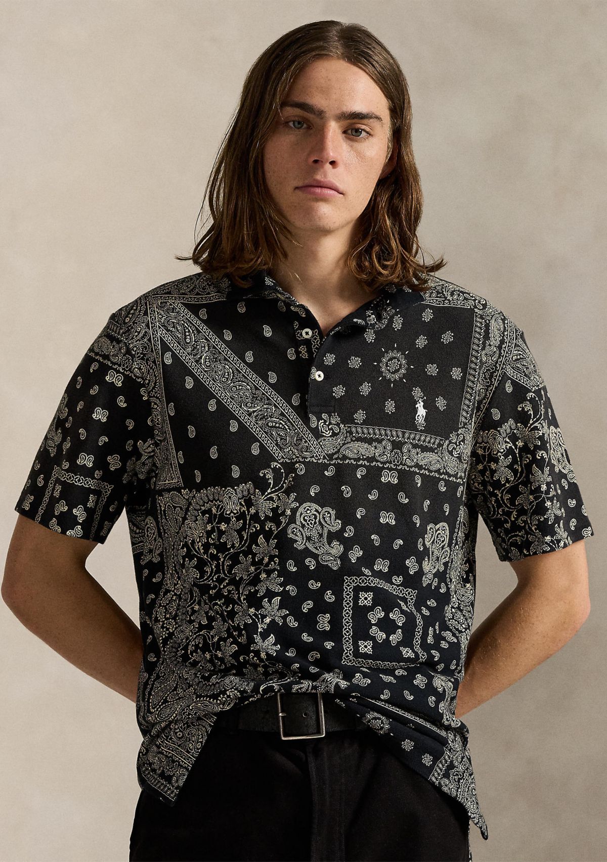 Classic Fit Bandanna Mesh Polo Shirt