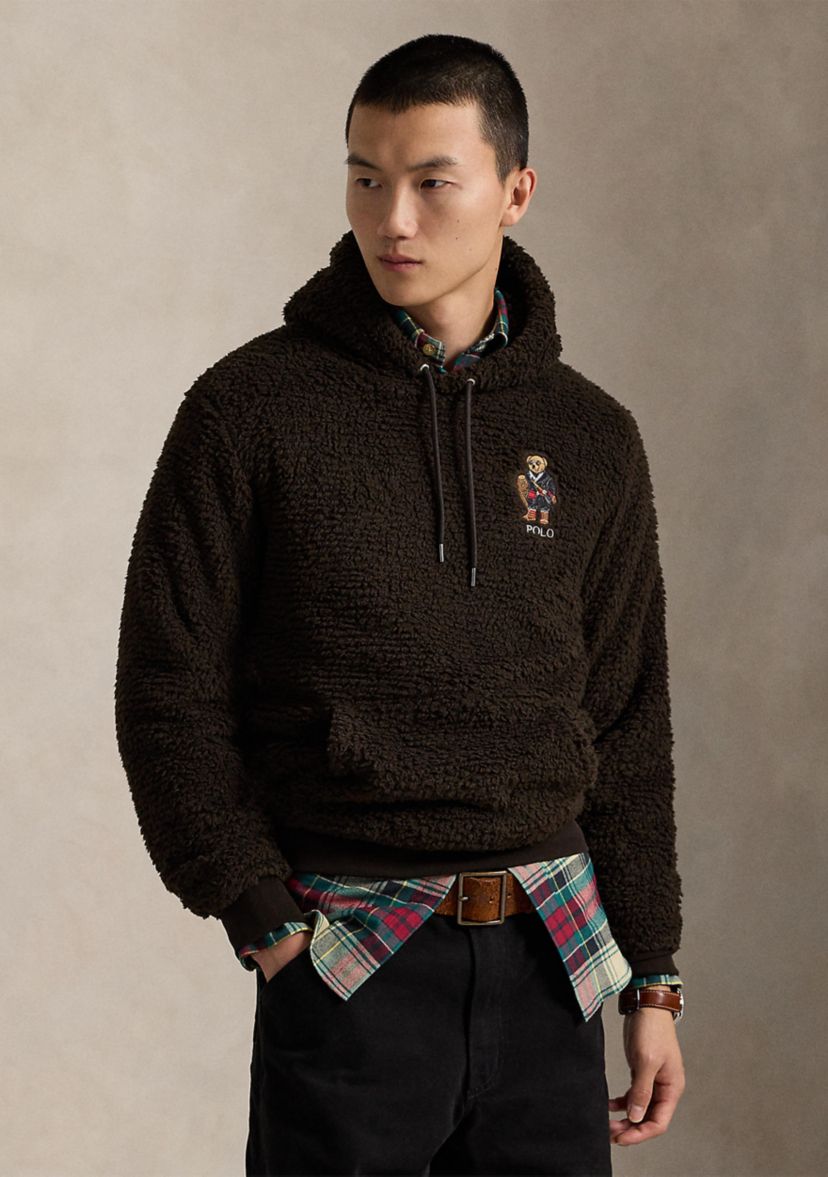 Mens Polo Bear Pile Fleece Hoodie