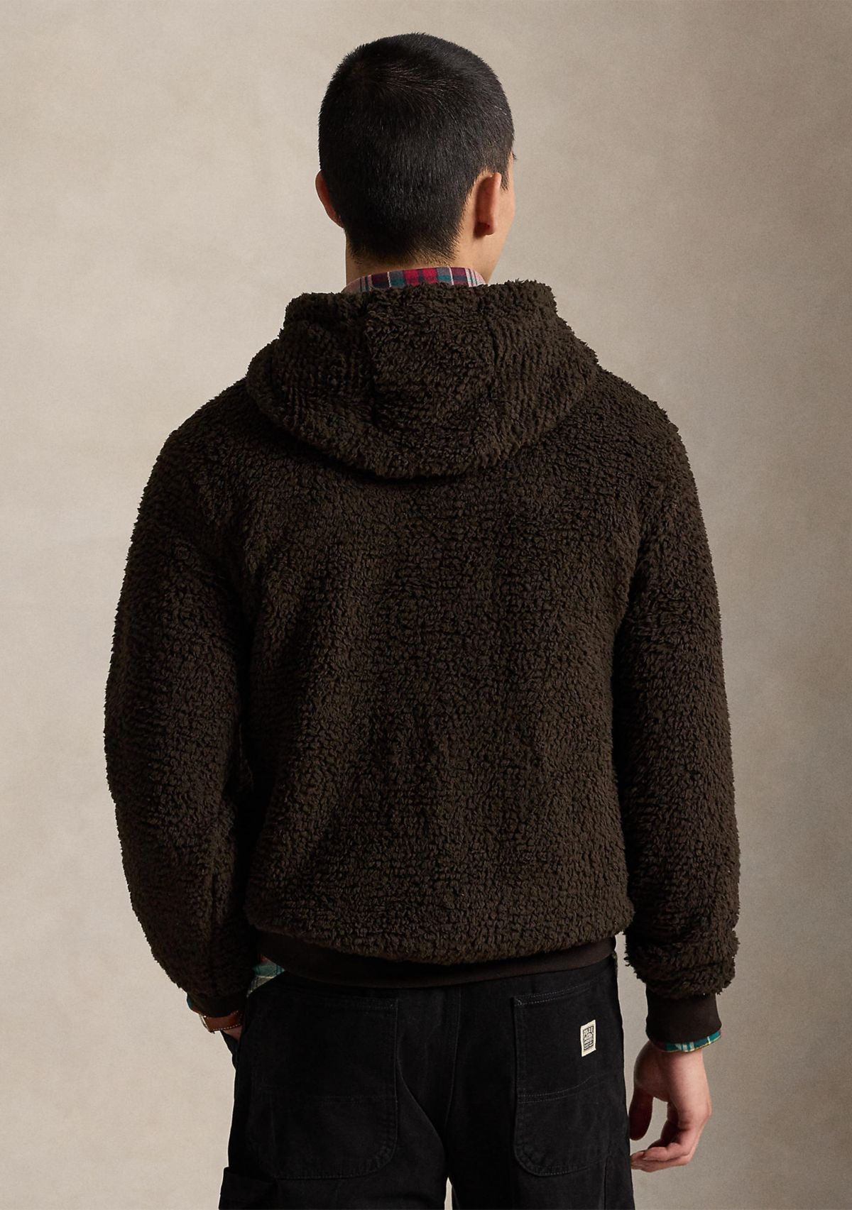 Mens Polo Bear Pile Fleece Hoodie