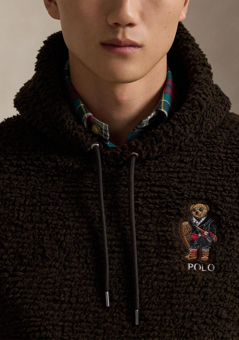 Mens Polo Bear Pile Fleece Hoodie