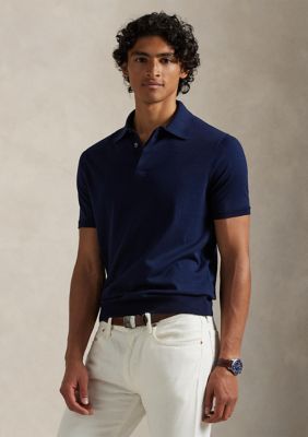 Polo Ralph Lauren Men's Cotton Polo-Collar Sweater, Blue, Small