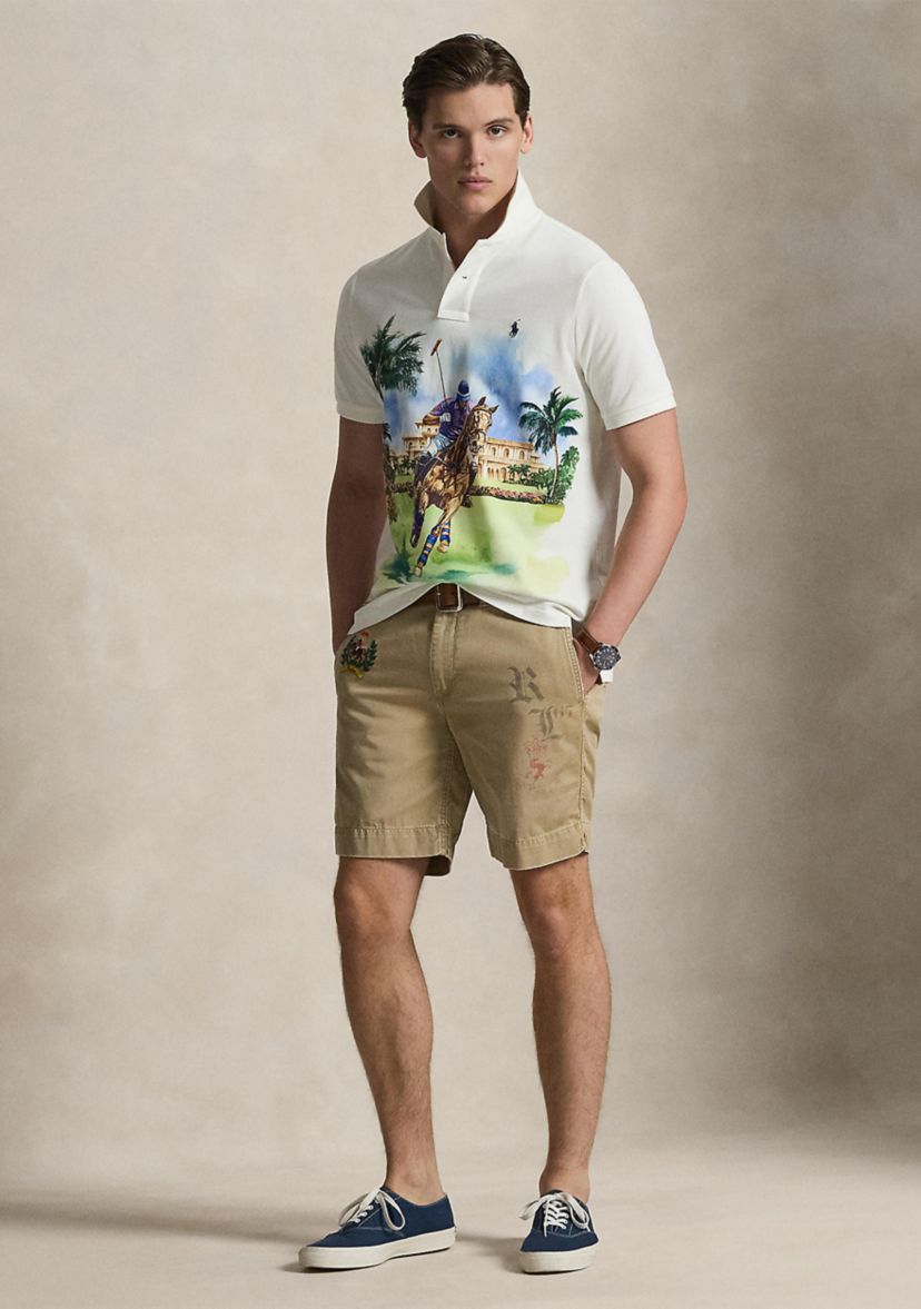 Mens Classic Fit Mesh Graphic Polo Shirt