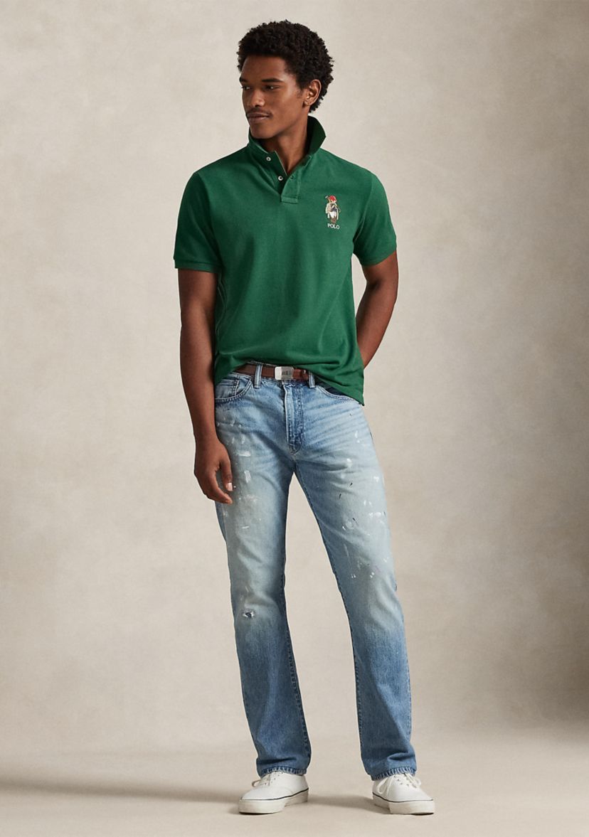 Mens Classic Fit Polo Bear Mesh Polo Shirt