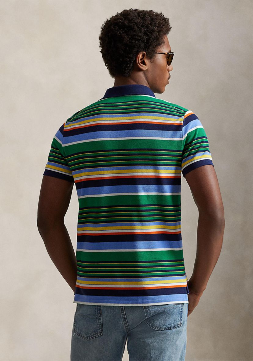 Classic Fit Striped Mesh Polo Shirt