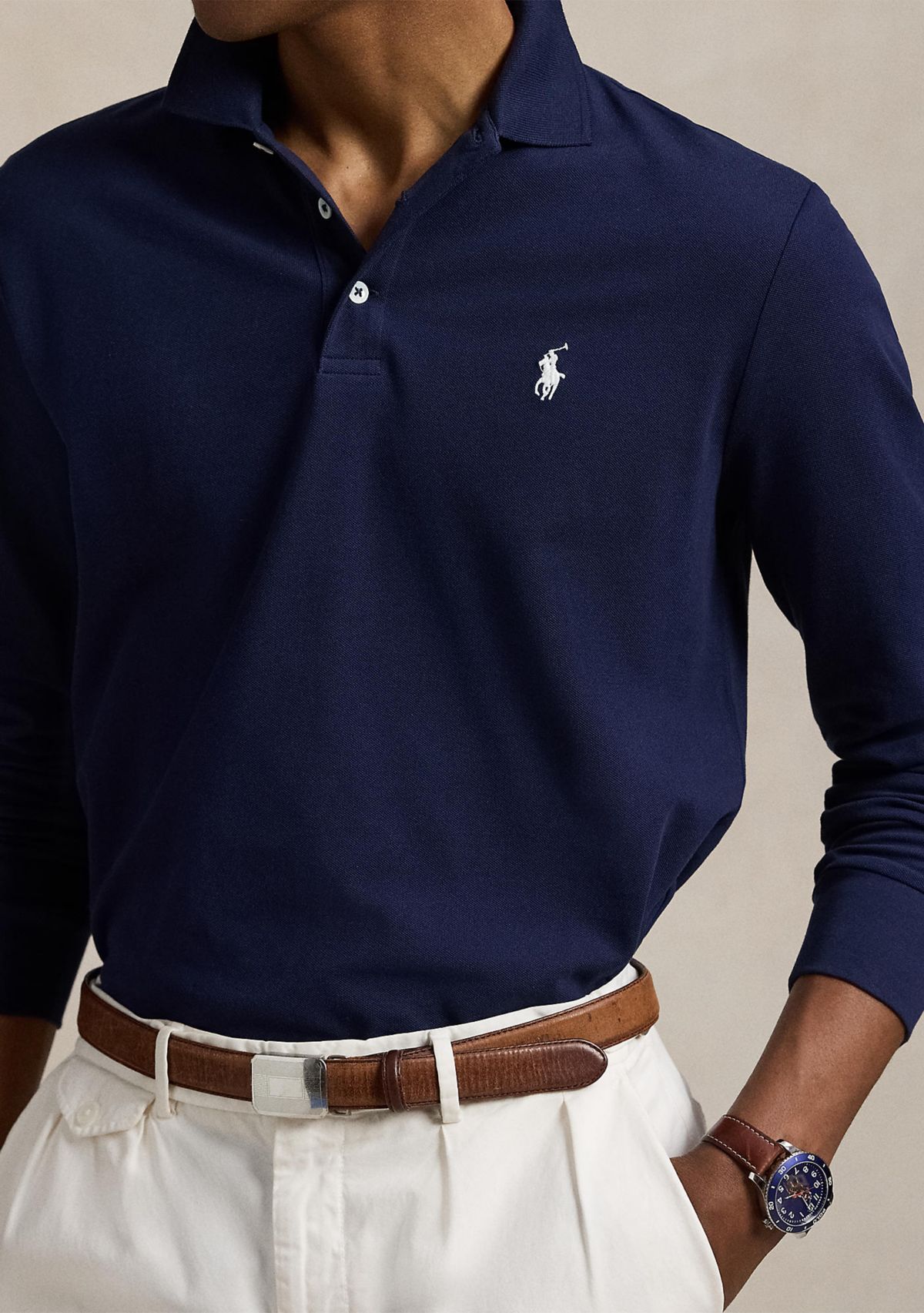 Classic Fit Stretch Mesh Polo Shirt
