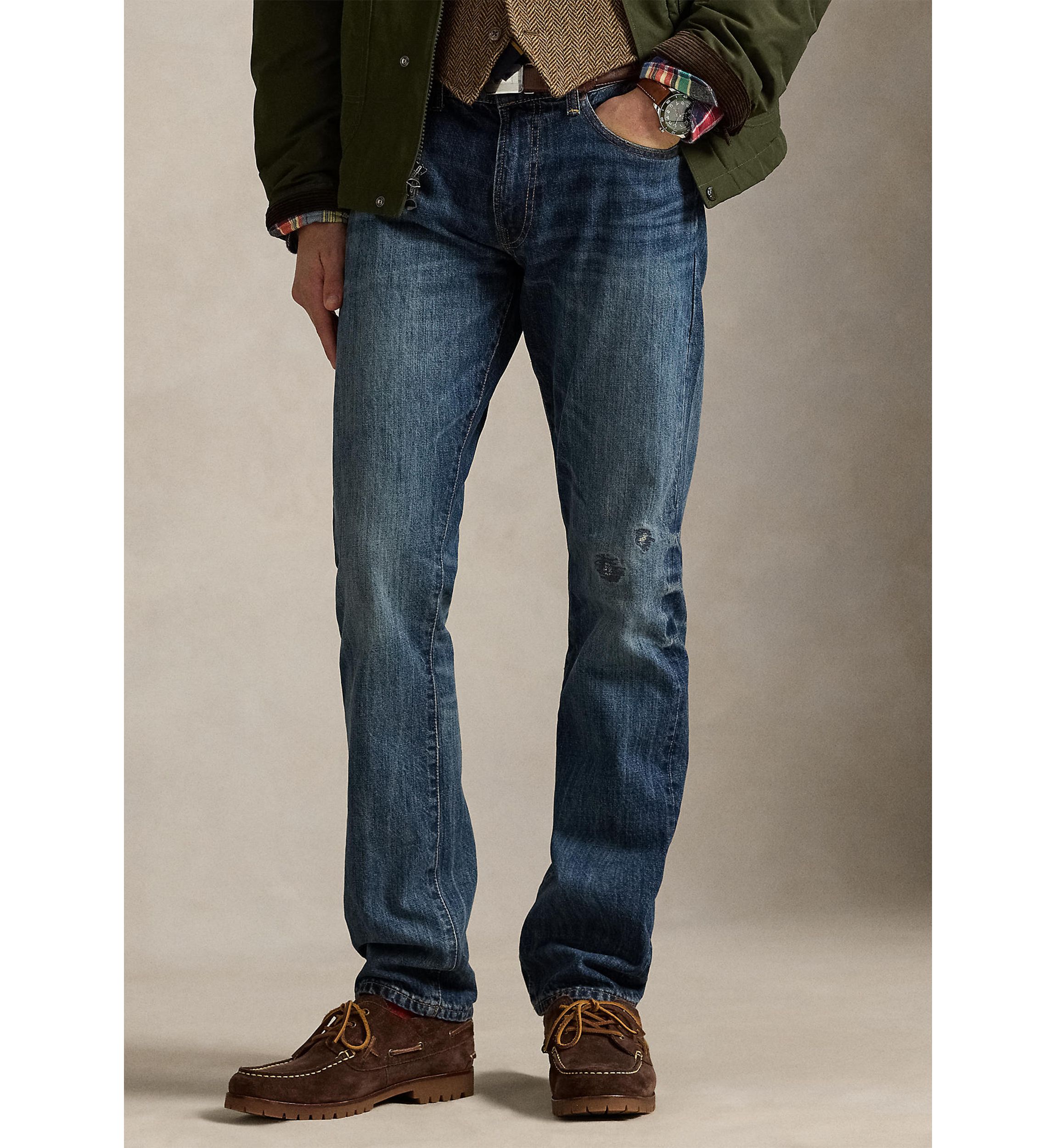 Varick Slim Straight Distressed Jeans