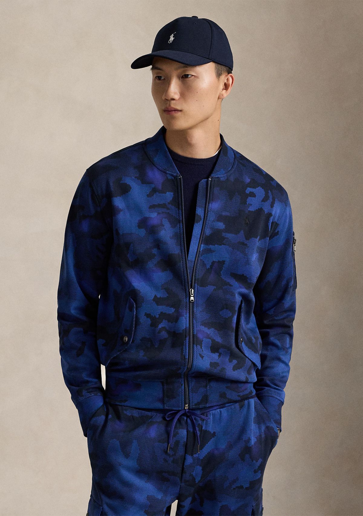 Camo Double-Knit Bomber Jacket