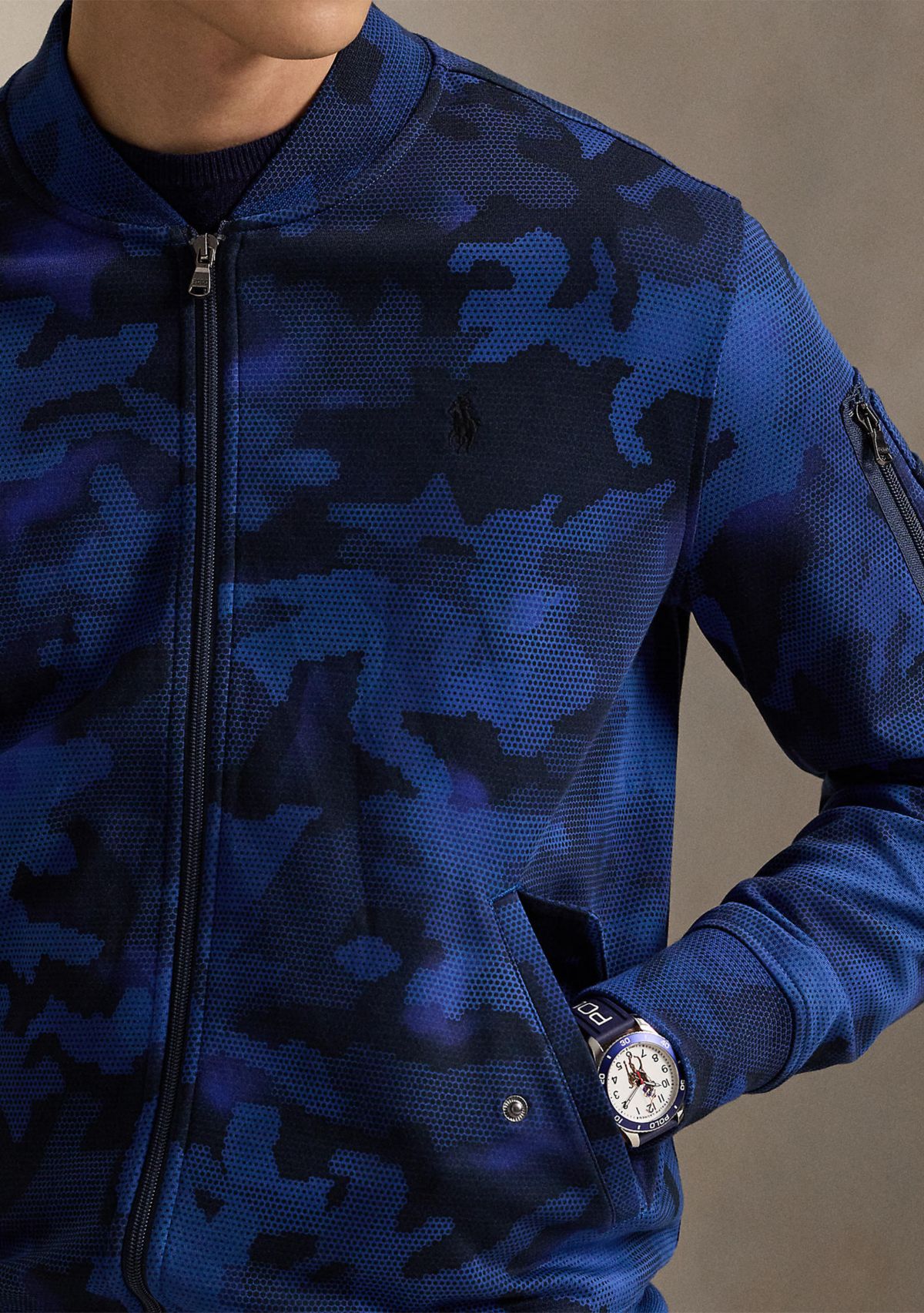 Camo Double-Knit Bomber Jacket