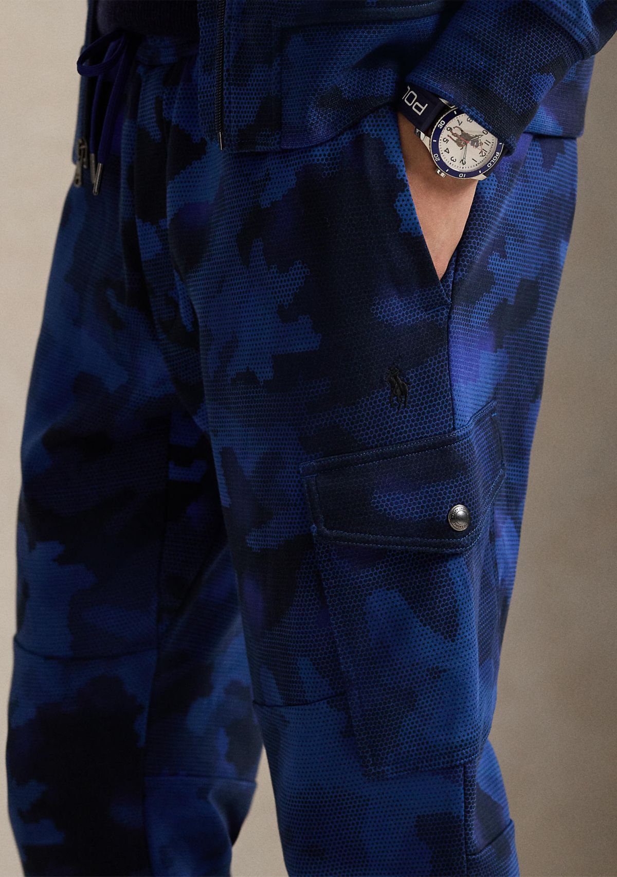 Camo Double-Knit Cargo Jogger Pants