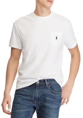 Polo Ralph Lauren Men's Big & Tall Classic-Fit Pocket Crewneck T-Shirt, White, 2XLT