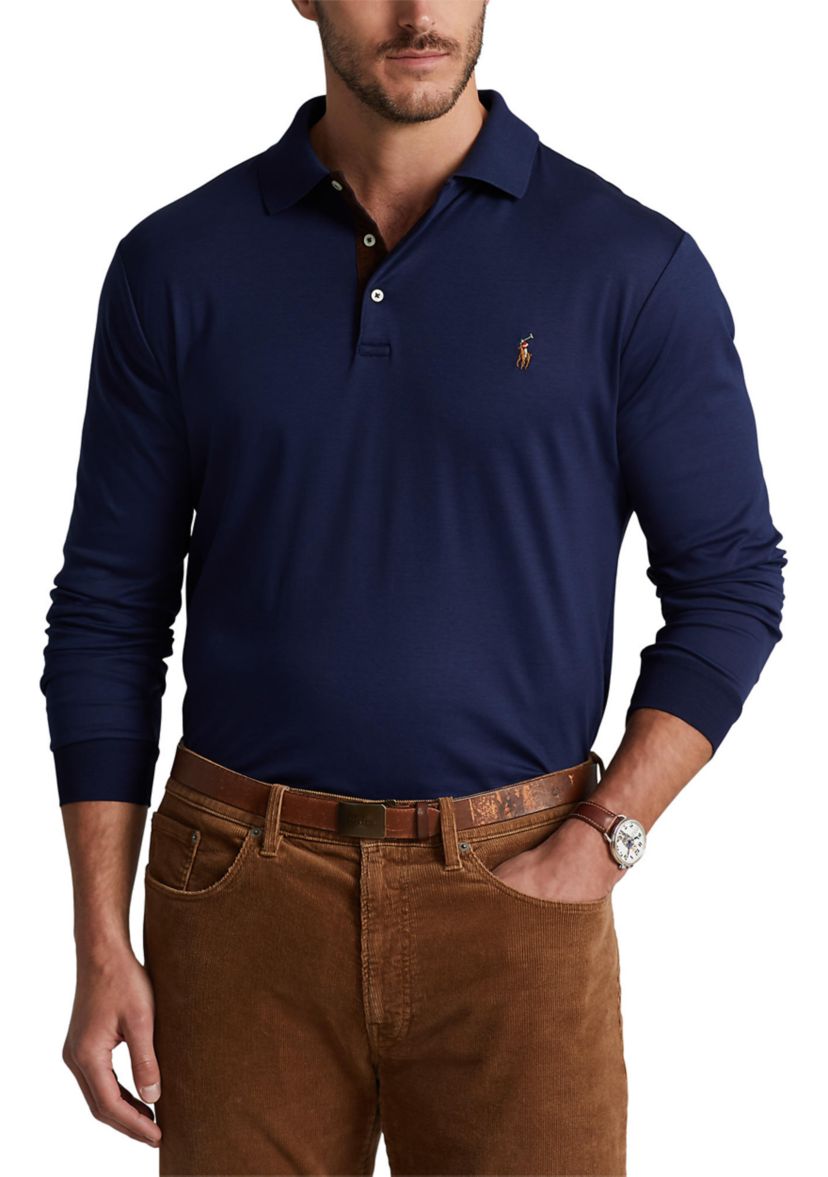 Big & Tall Soft Cotton Long Sleeve Polo Shirt