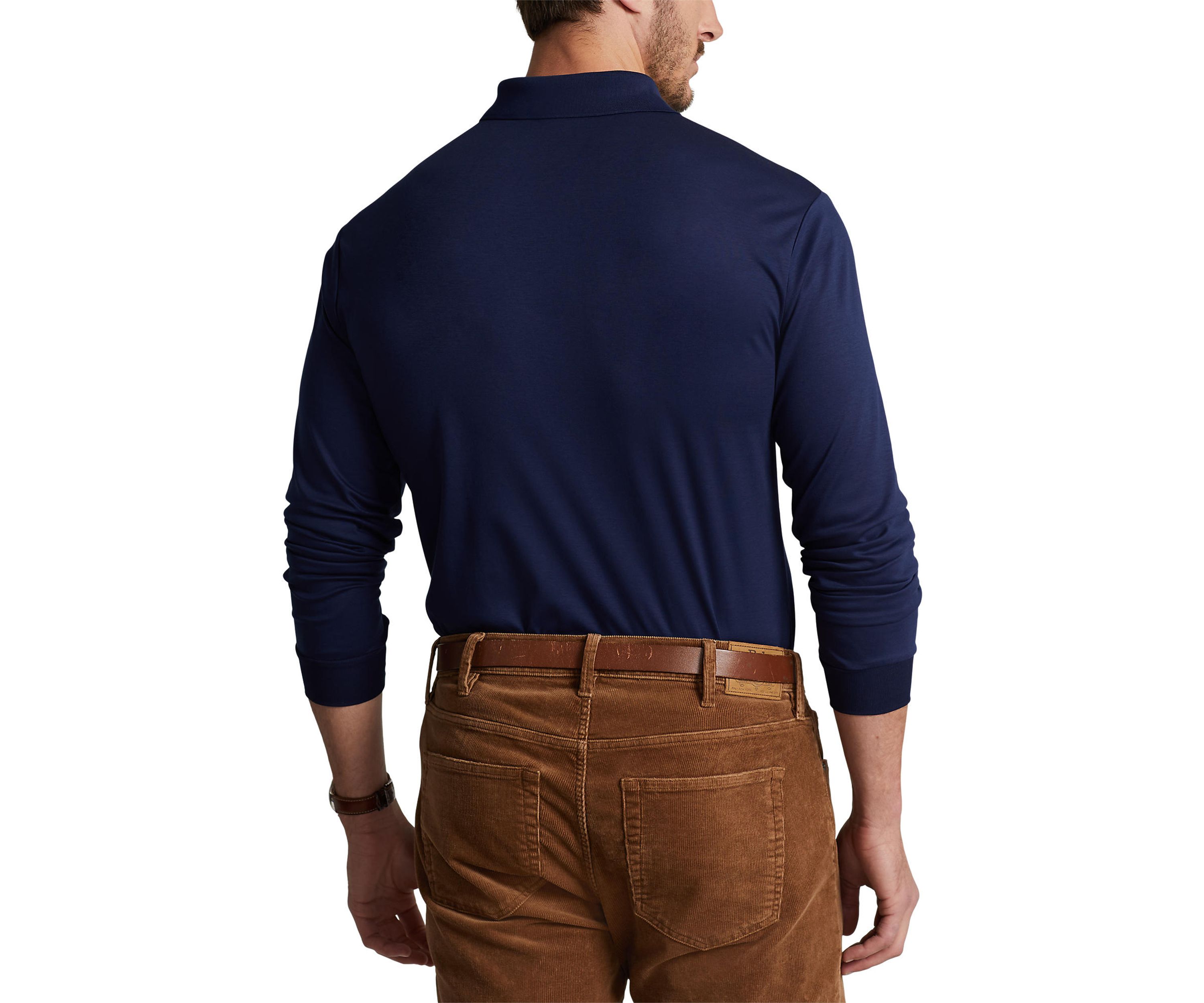 Big & Tall Soft Cotton Long Sleeve Polo Shirt