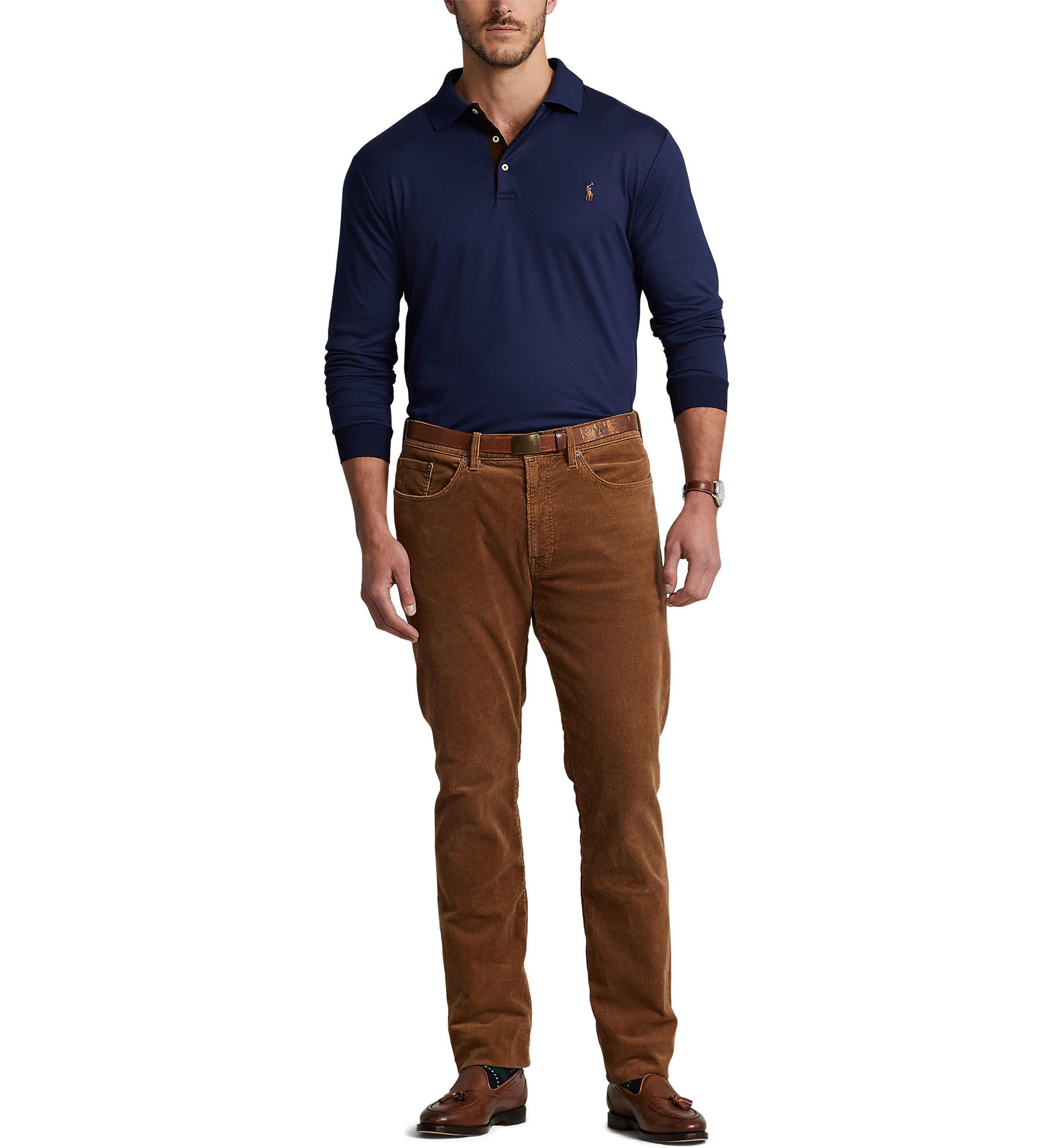 Big & Tall Soft Cotton Long Sleeve Polo Shirt