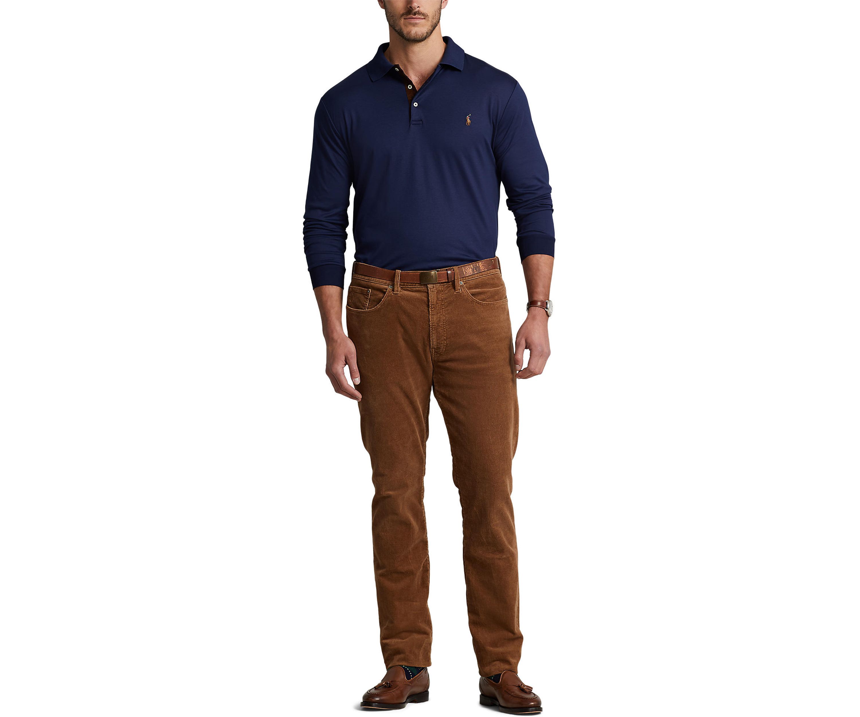 Big & Tall Soft Cotton Long Sleeve Polo Shirt