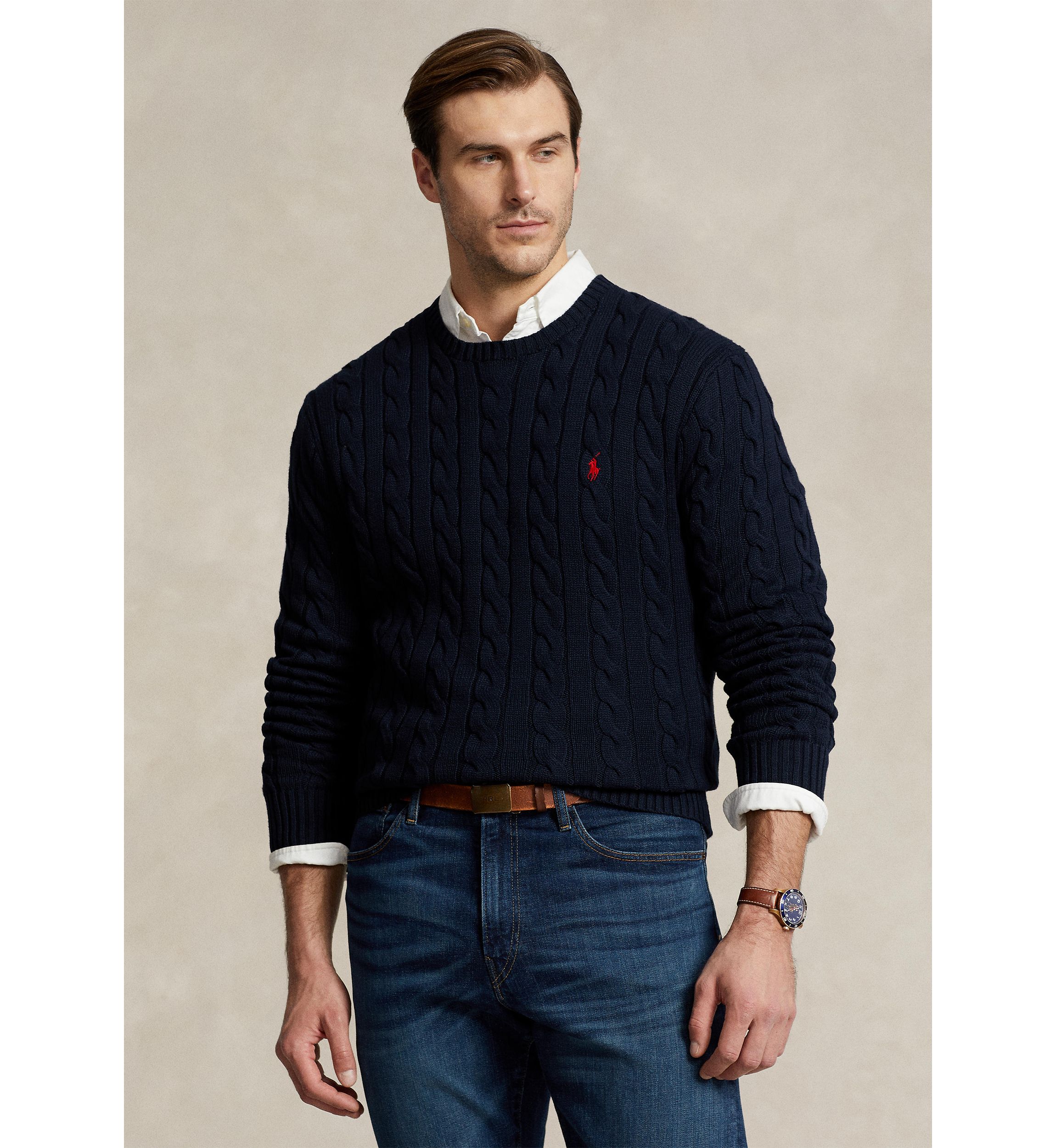 Big & Tall Cable-Knit Cotton Sweater