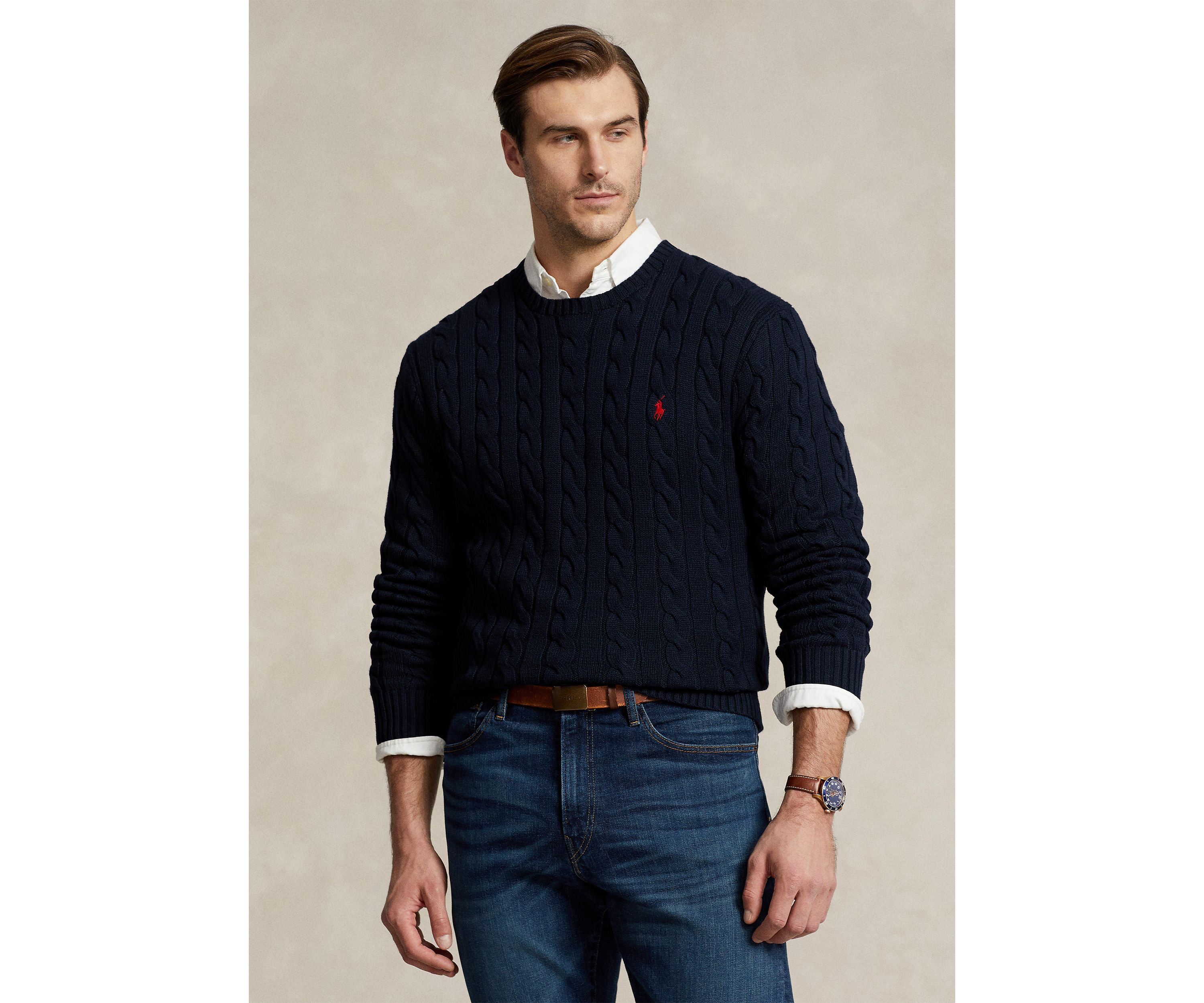Big & Tall Cable-Knit Cotton Sweater