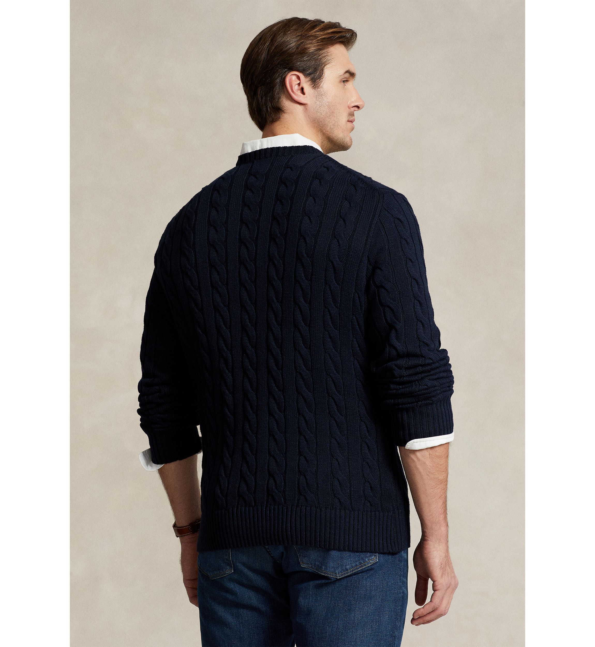 Big & Tall Cable-Knit Cotton Sweater