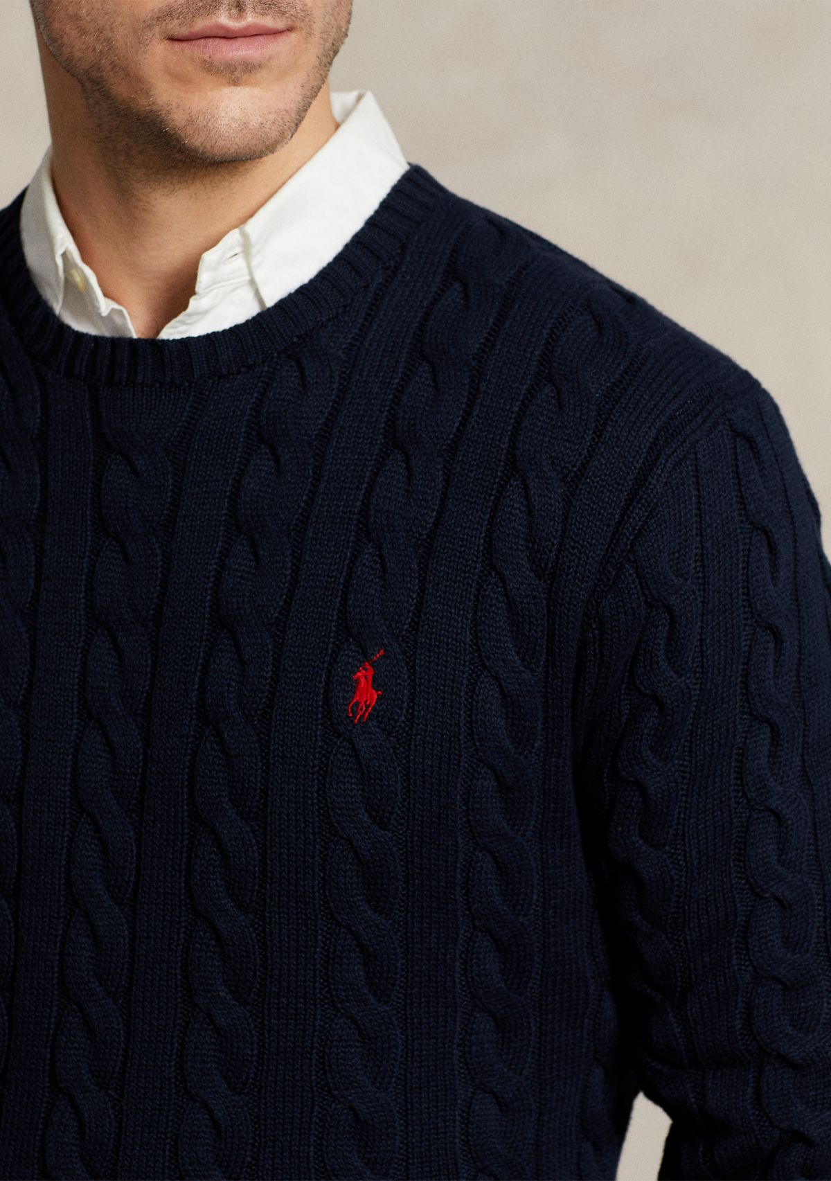 Big & Tall Cable-Knit Cotton Sweater