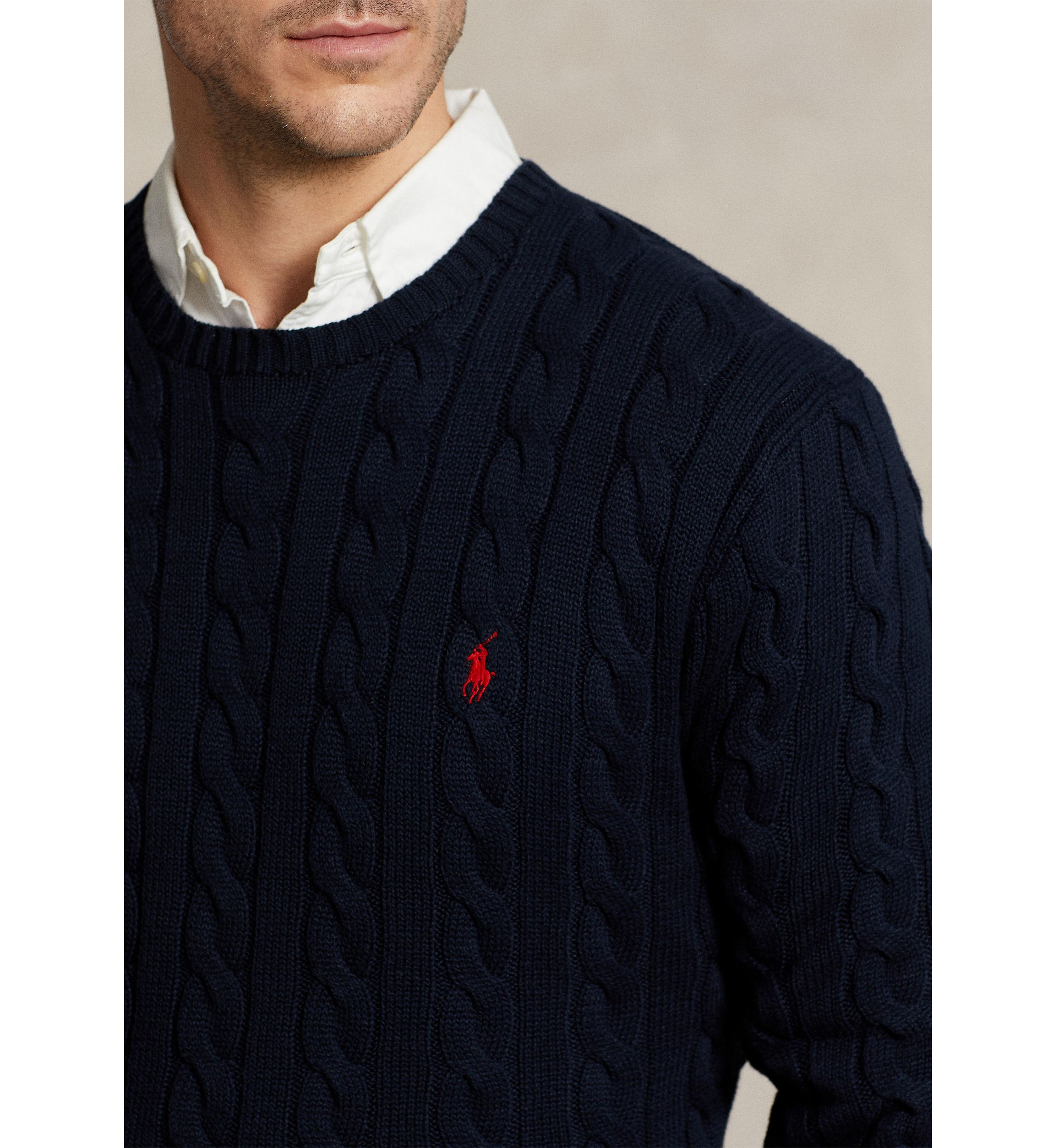 Big & Tall Cable-Knit Cotton Sweater