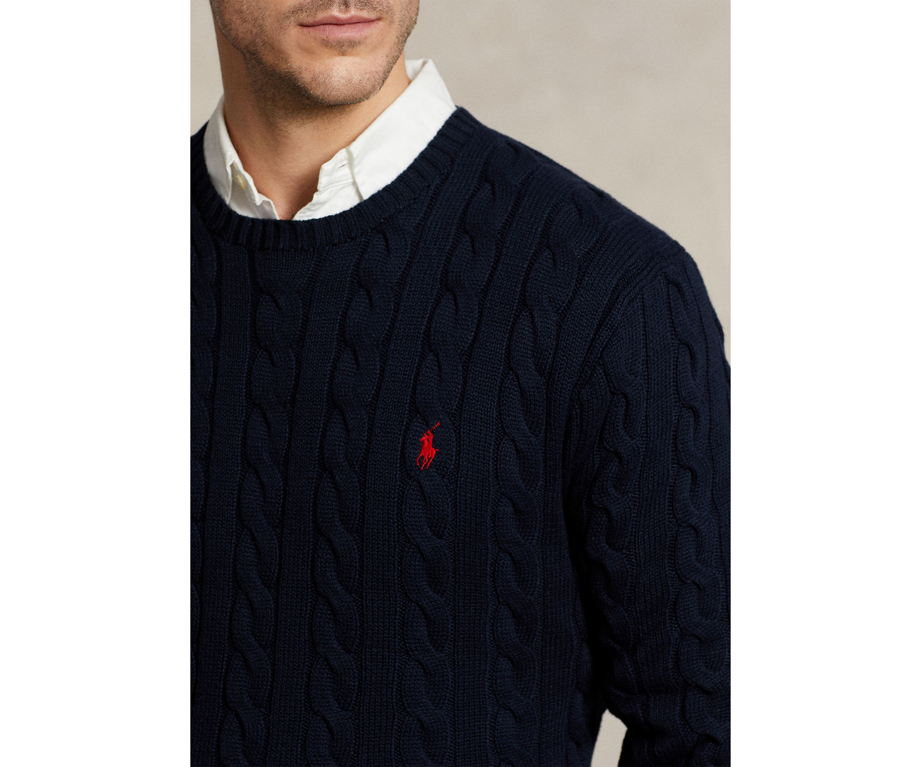 Big & Tall Cable-Knit Cotton Sweater