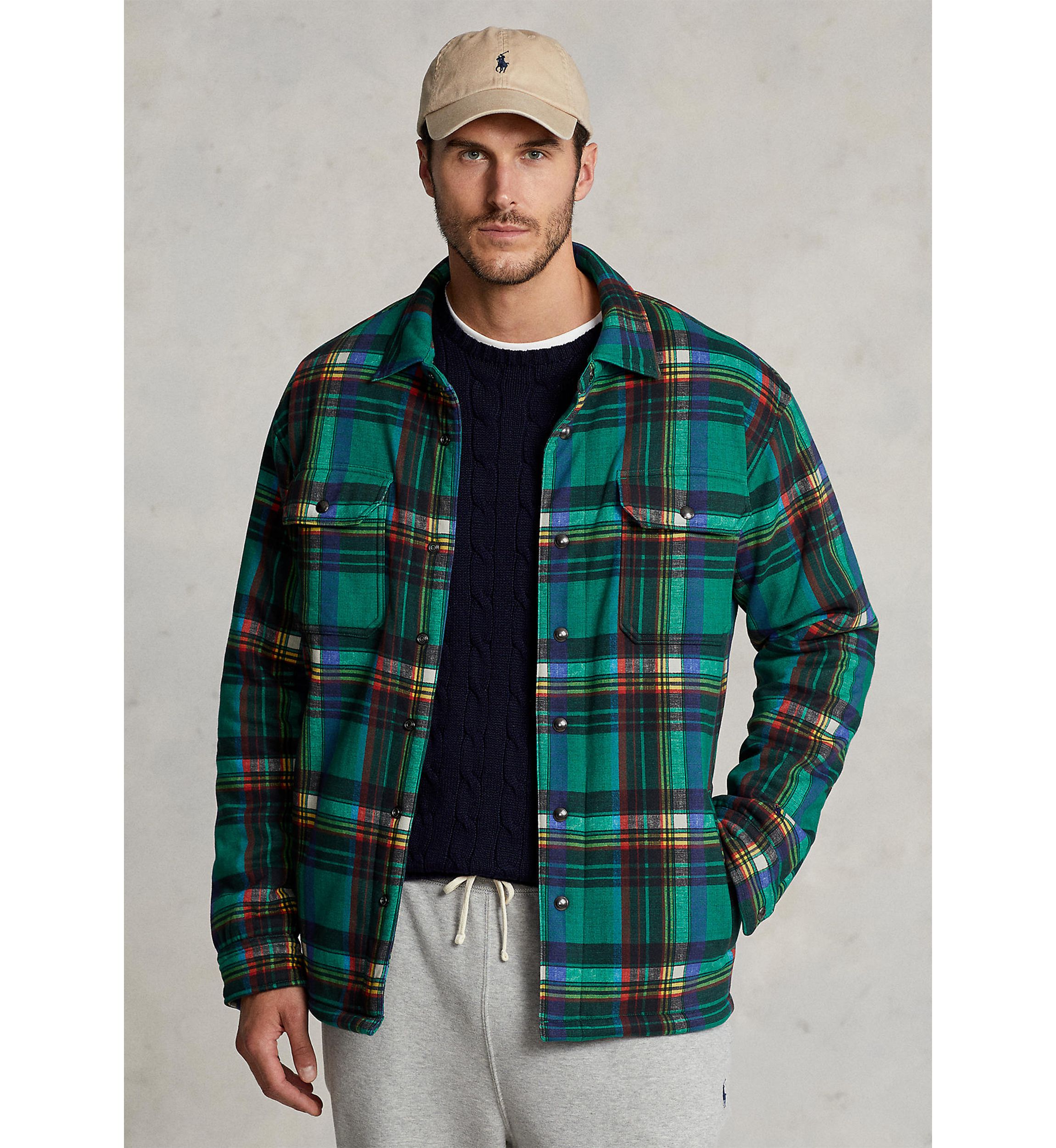 Big & Tall Plaid Fleece Shirt Jacket