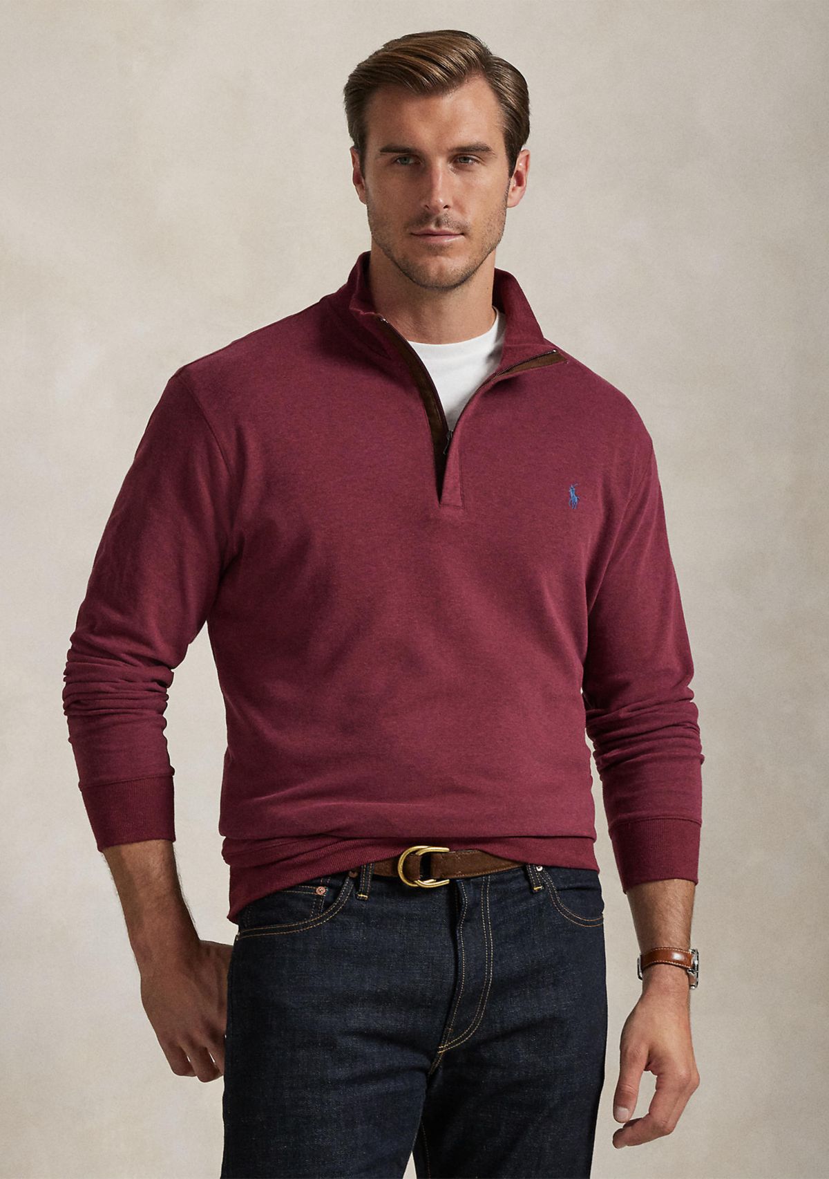 Big & Tall Luxury Jersey 1/4 Zip Pullover