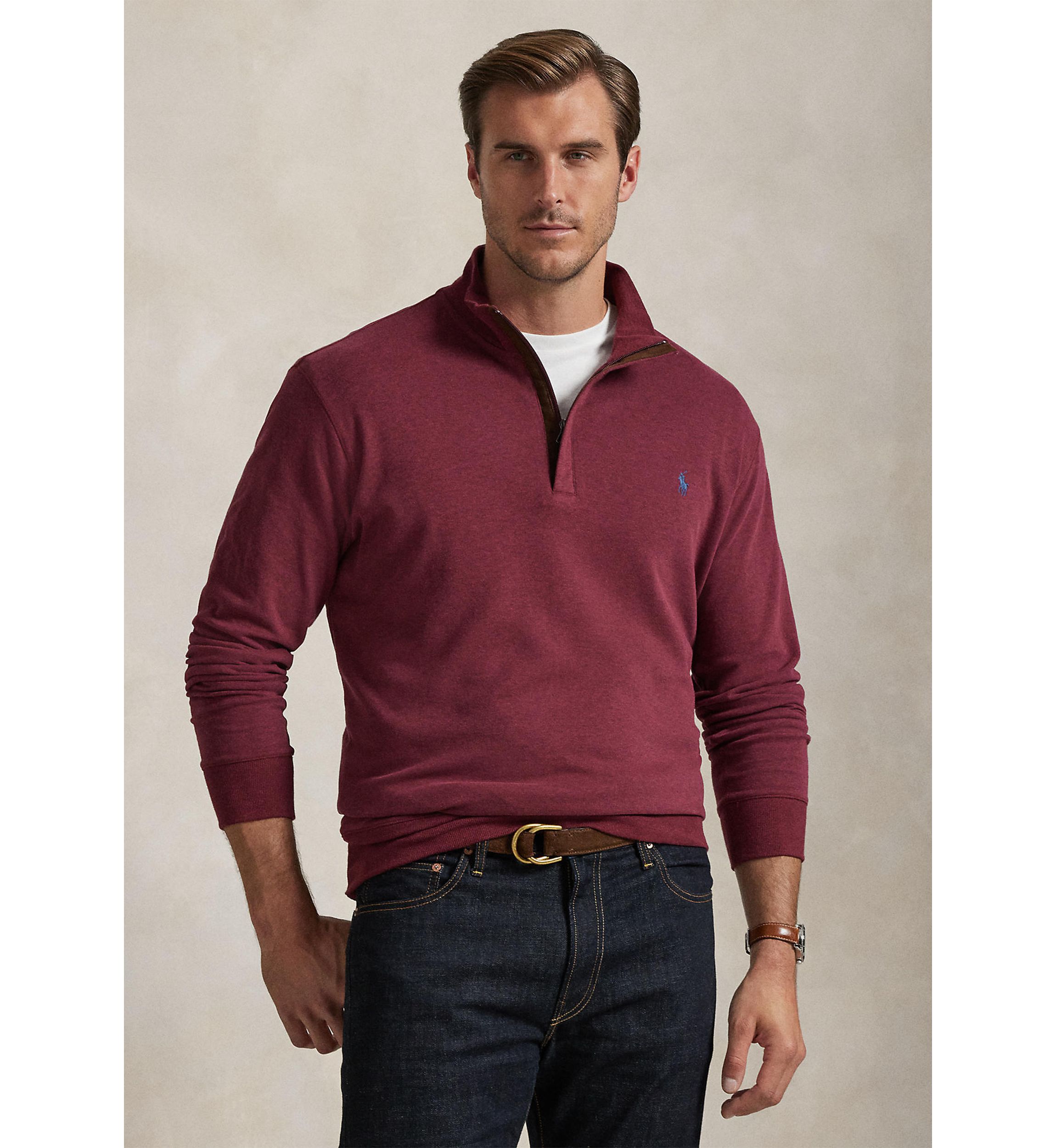 Big & Tall Luxury Jersey 1/4 Zip Pullover
