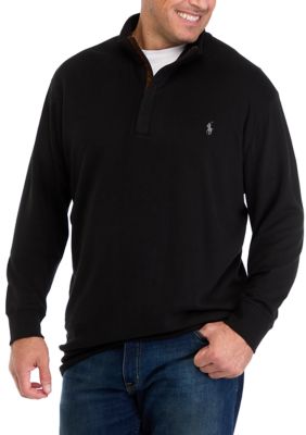 Polo Ralph Lauren Men's Big & Tall Luxury Jersey 1/4 Zip Pullover, Black, 3X Big