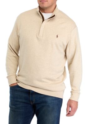 Polo Ralph Lauren Men's Big & Tall Luxury Jersey 1/4 Zip Pullover, Grey, 3XLT